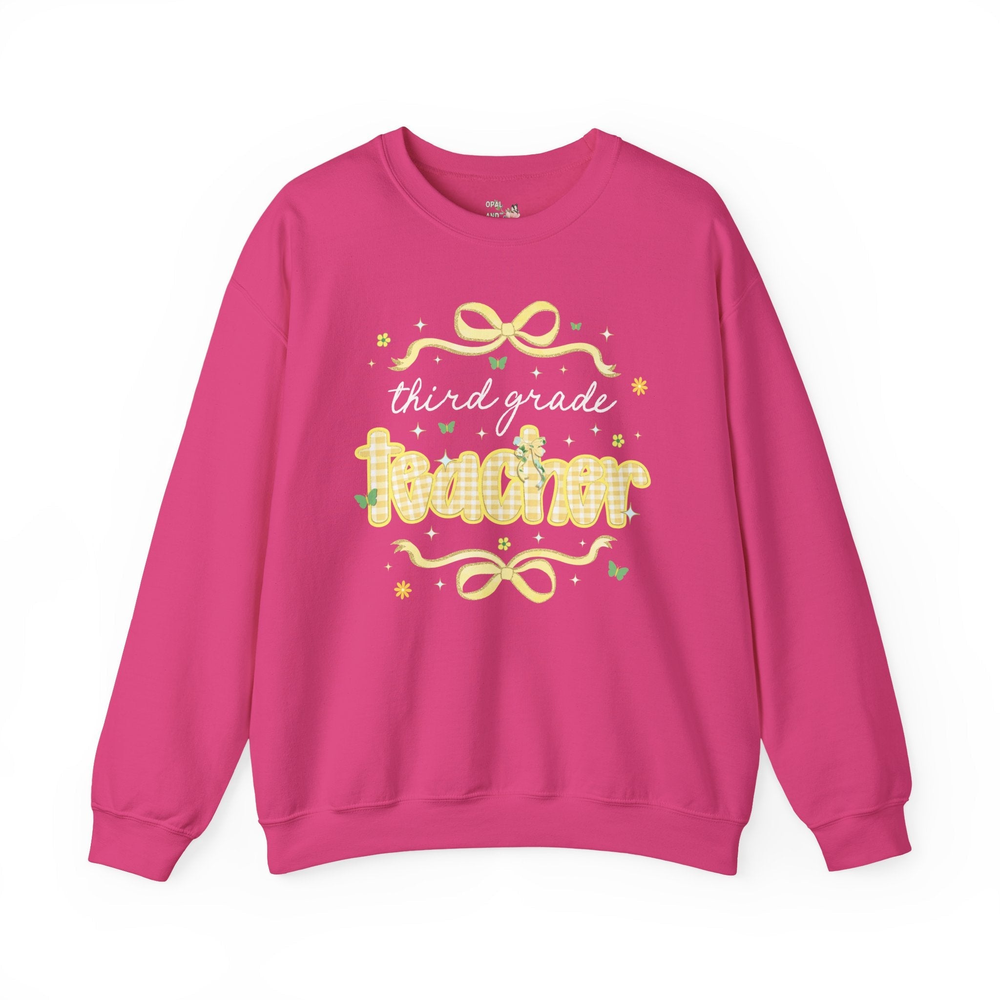 Third Grade Teacher Sweatshirt with Cottagecore Lemon Aesthetic, Cute Fairycore Preppy Gift, Back to School, First Day of School Crewneck - Opal and June