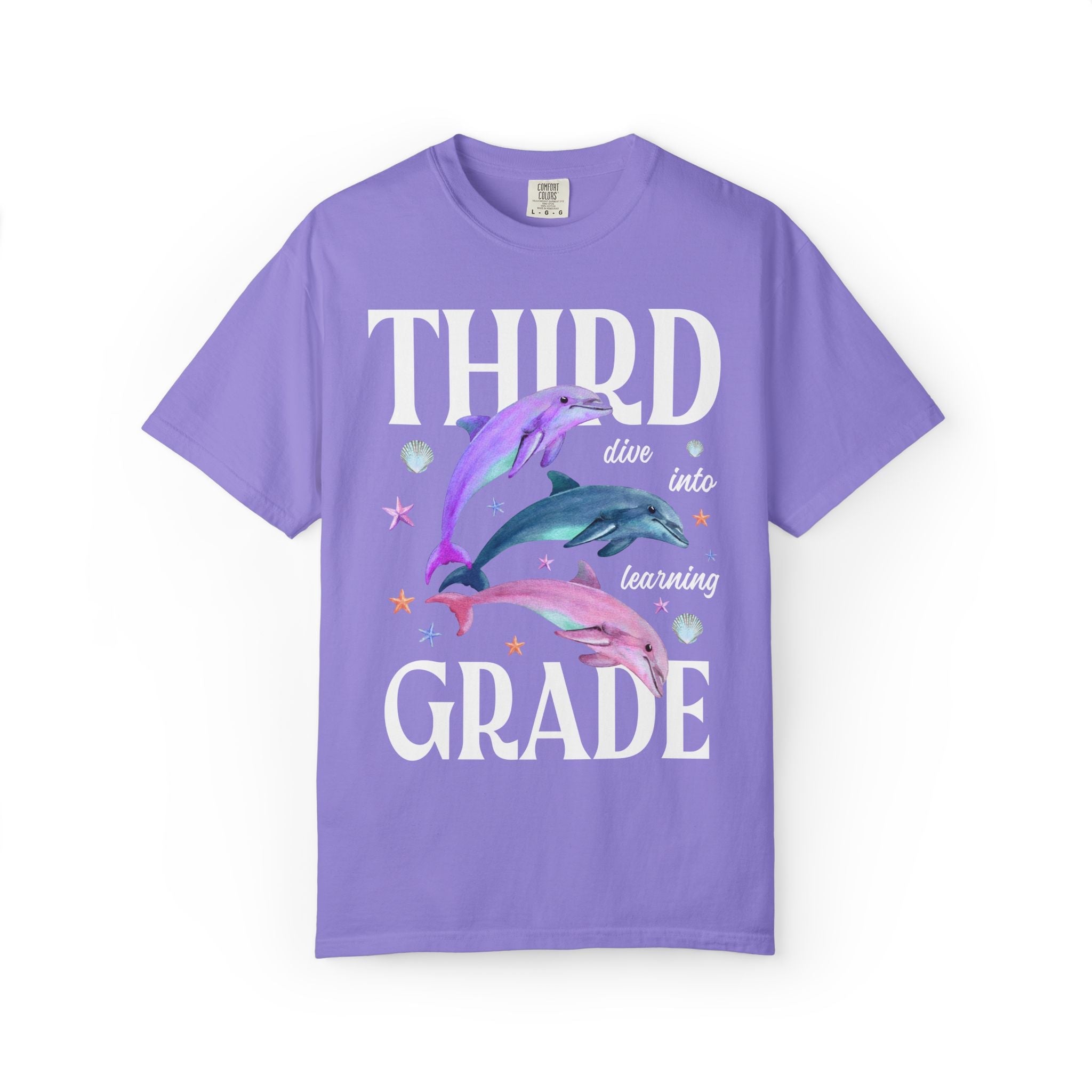 Third Grade Teacher Team Tee Shirt with Dolphins: Dive Into Learning - Opal and June