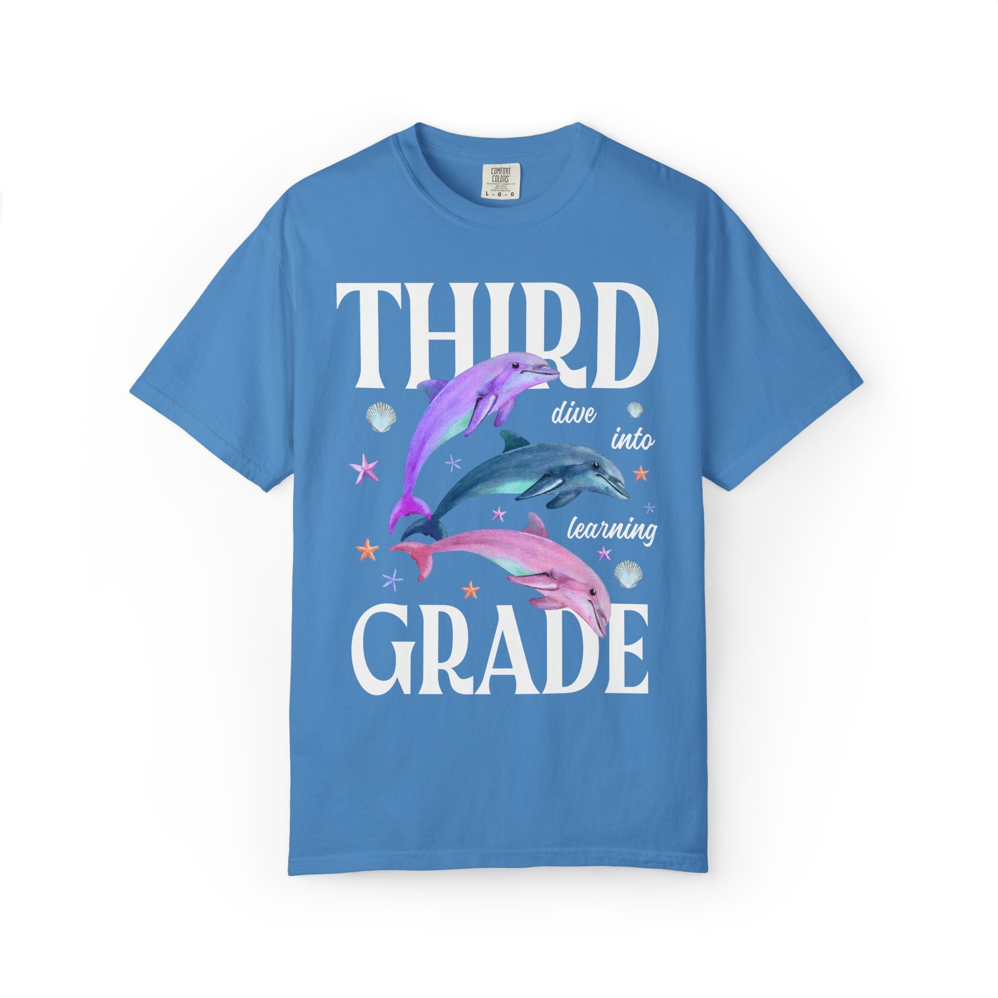 Third Grade Teacher Team Tee Shirt with Dolphins: Dive Into Learning - Opal and June