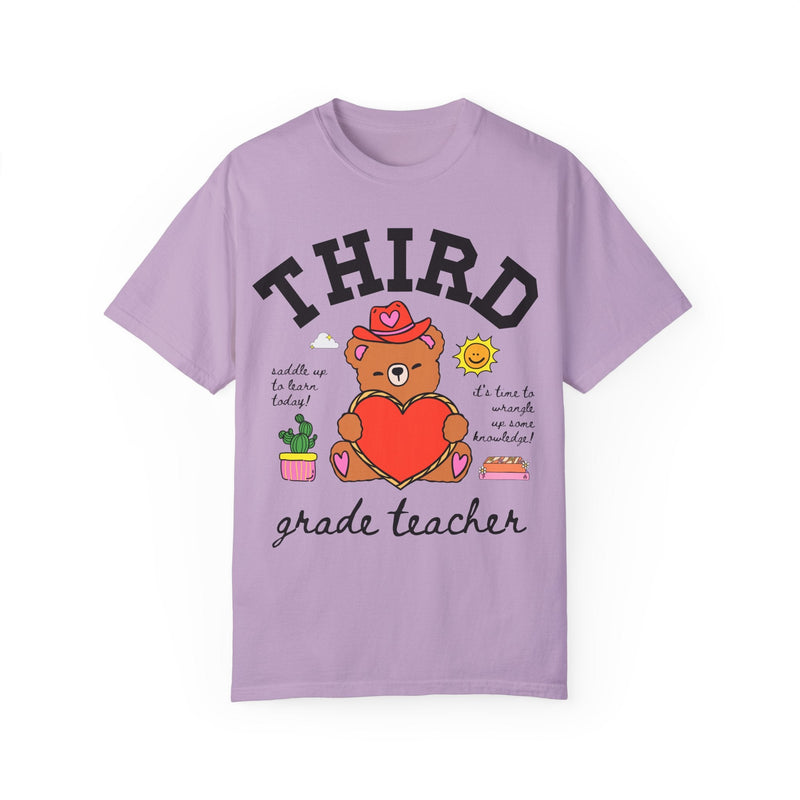 Third Grade Teacher Tee Shirt, Cute Cottagecore Western Bear, Funny Saying Elementary School Third Grade Matching Teacher Tee, 90s Vibe - Opal and June
