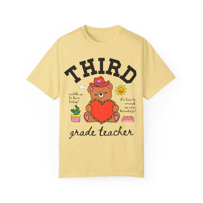 Third Grade Teacher Tee Shirt, Cute Cottagecore Western Bear, Funny Saying Elementary School Third Grade Matching Teacher Tee, 90s Vibe - Opal and June