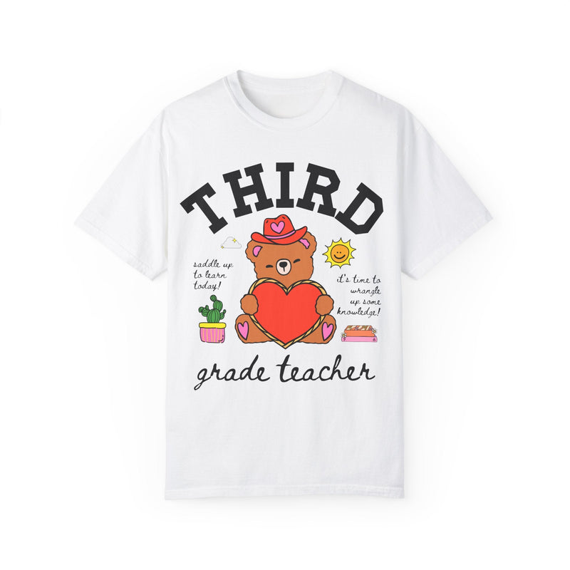 Third Grade Teacher Tee Shirt, Cute Cottagecore Western Bear, Funny Saying Elementary School Third Grade Matching Teacher Tee, 90s Vibe - Opal and June