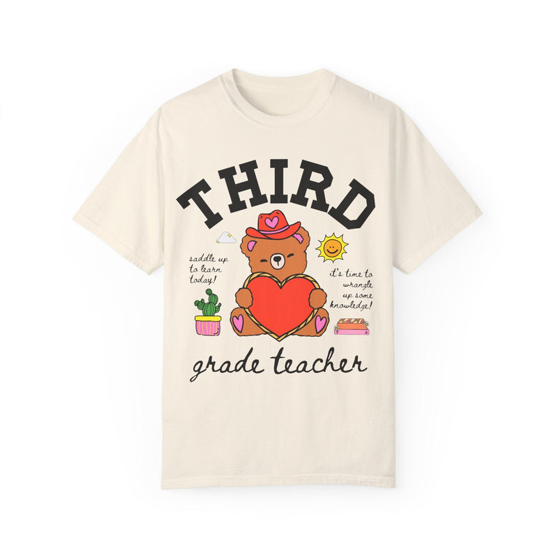 Third Grade Teacher Tee Shirt, Cute Cottagecore Western Bear, Funny Saying Elementary School Third Grade Matching Teacher Tee, 90s Vibe - Opal and June