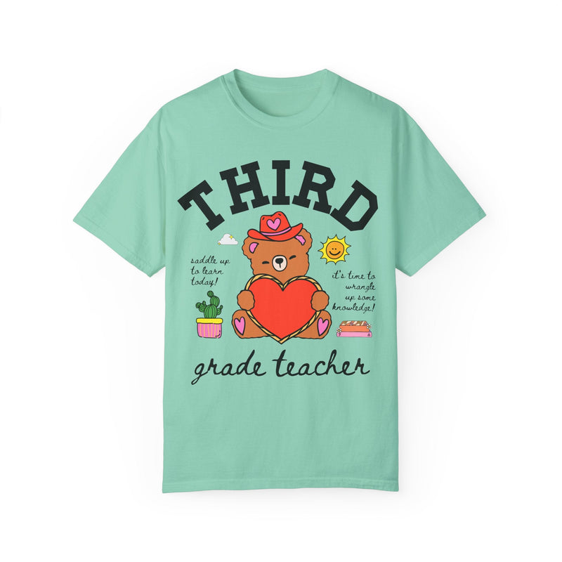 Third Grade Teacher Tee Shirt, Cute Cottagecore Western Bear, Funny Saying Elementary School Third Grade Matching Teacher Tee, 90s Vibe - Opal and June