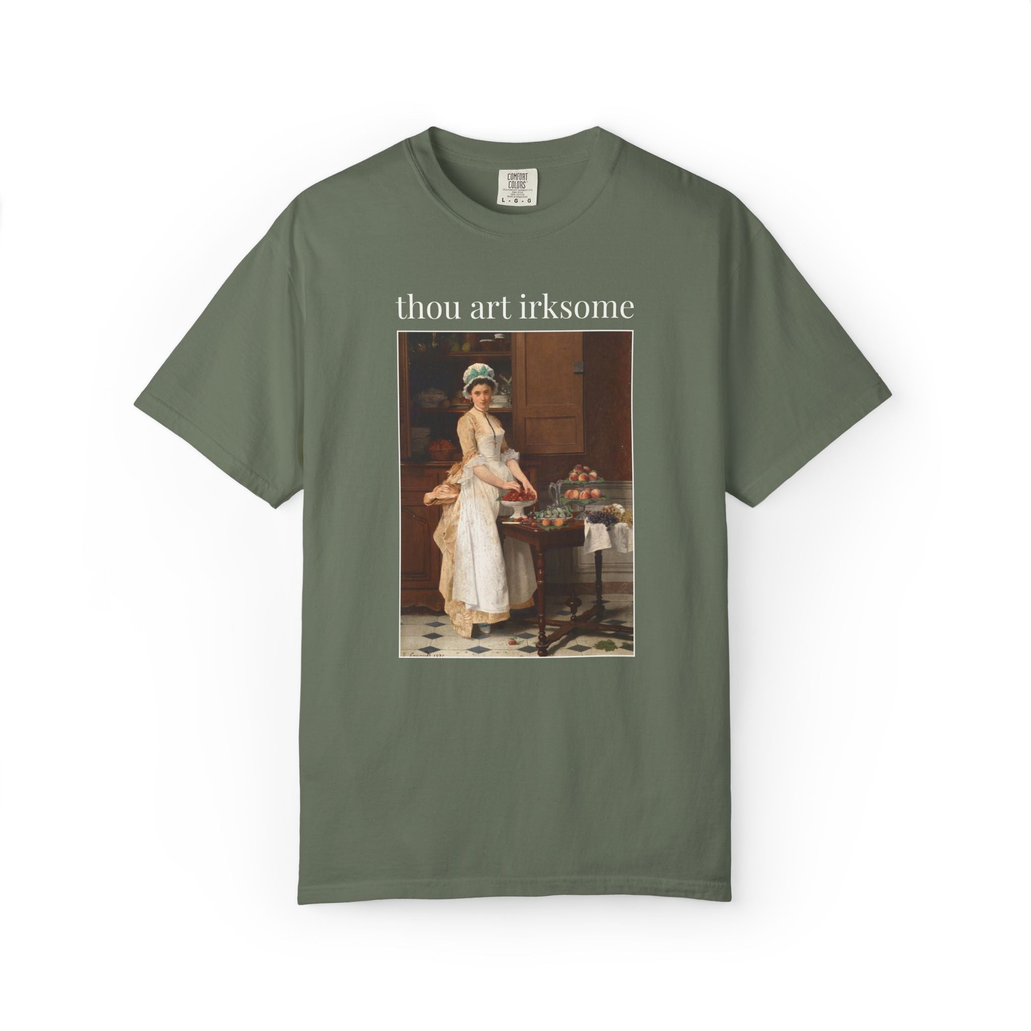 Thou Art Irksome Art History Tee Shirt: The Cherry Girl by Joseph Caraud, 19th Century Famous Painting, Funny Sarcastic Tee Shirt for Friend - Opal and June