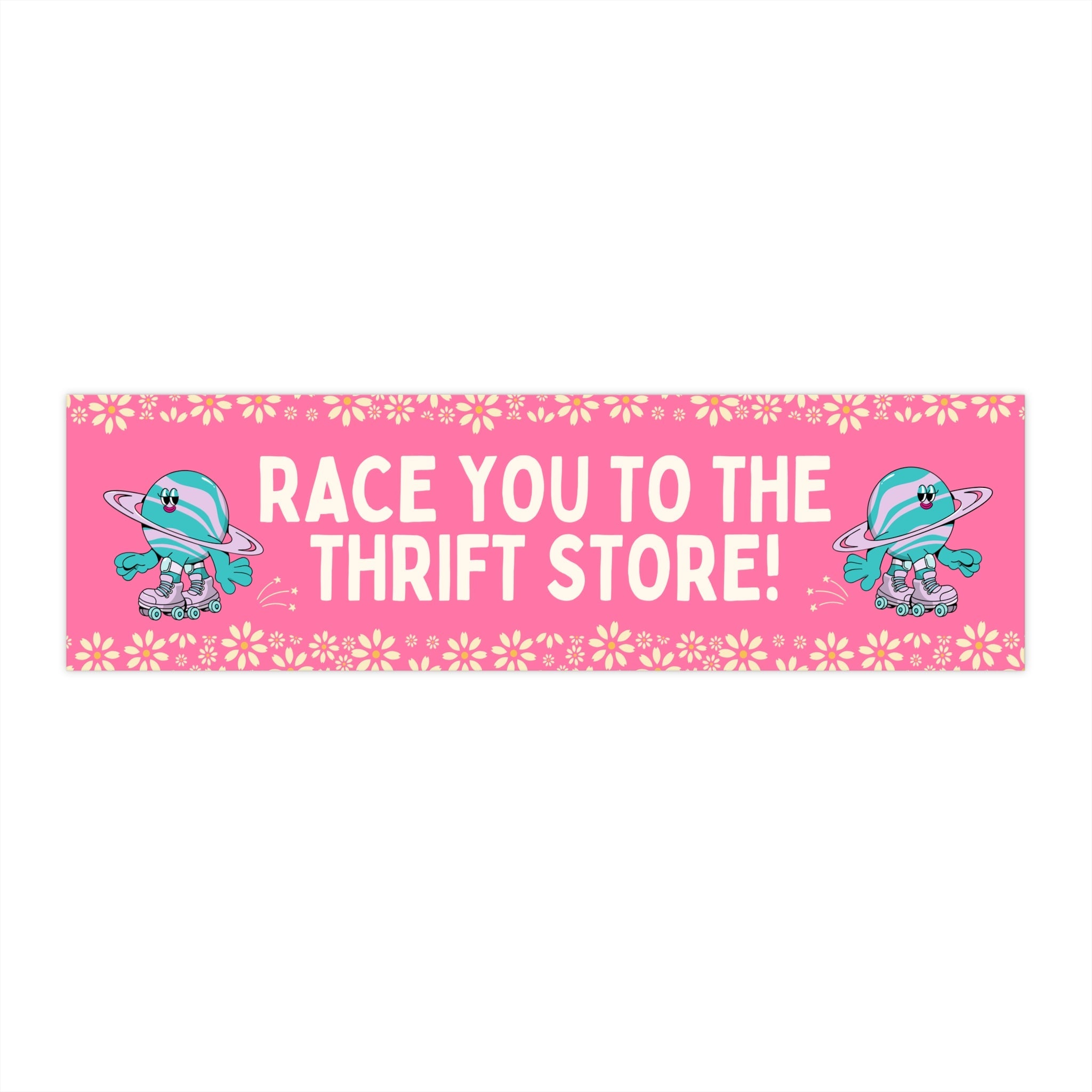 Thrift Store Lover Bumper Sticker for Friend Who Loves Thrifting or Antiquing: Race You To The Thrift Store! Funny Saying Sticker for Car - Opal and June