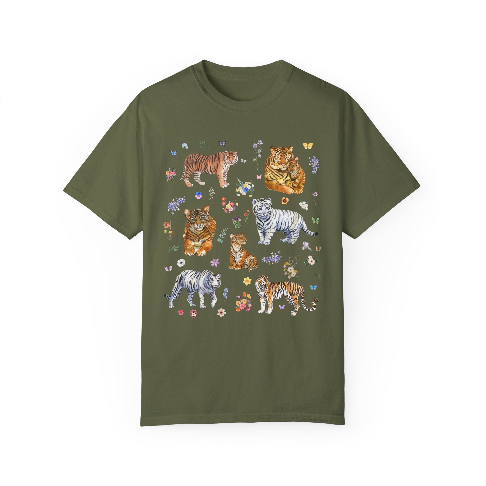 Tiger Print T-Shirt with Cute Wildflowers - Opal and June