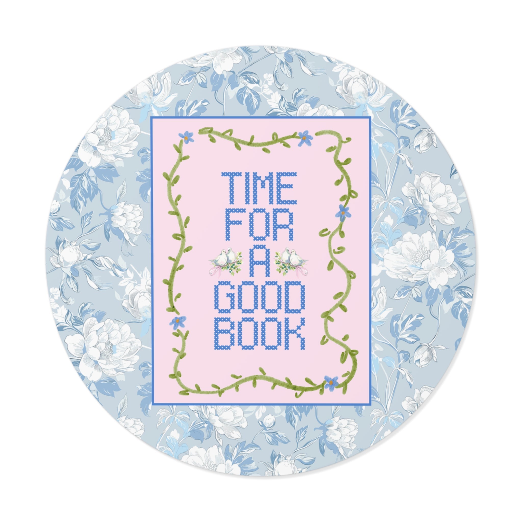 Time for a Good Book Sticker for Librarian, Cute Bookish Gift for Romance Reader or Book Author, Floral Soft Girl Style Sticker for Her - Opal and June