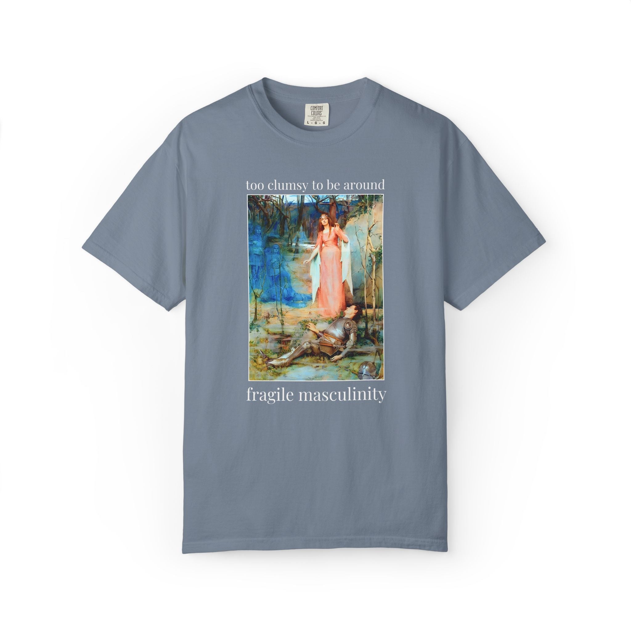 Too Clumsy to Be Around Fragile Masculinity Art History Tee Shirt: La Belle Dame Sans Merci by Henry Meynell Rheam, Feminist Art History Tee - Opal and June