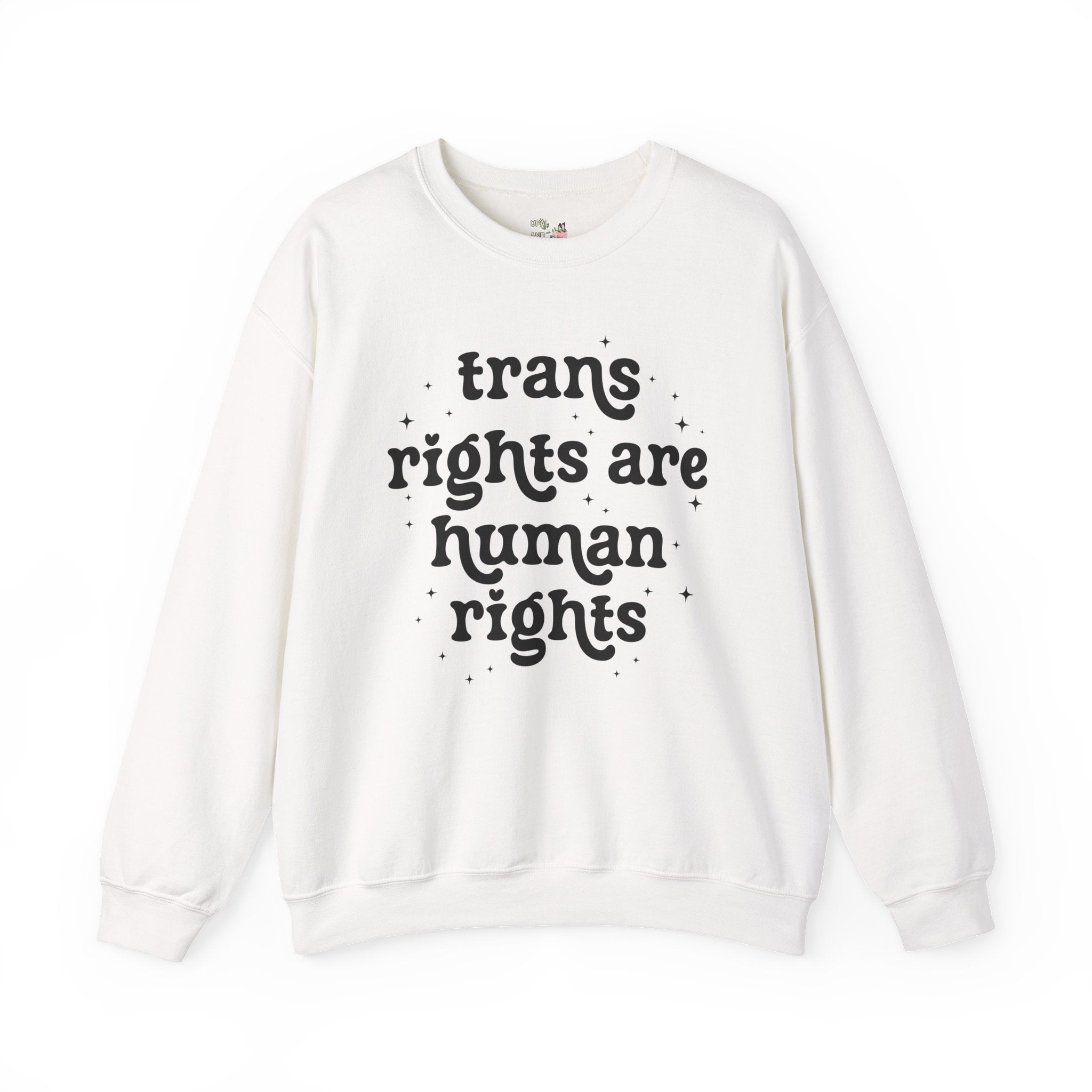 Trans Rights are Human Rights Sweatshirt with Stars, Equal Rights LGBTQ+ Crewneck, Social Justice Activism Shirt, Pride Month Trans Ally Tee - Opal and June