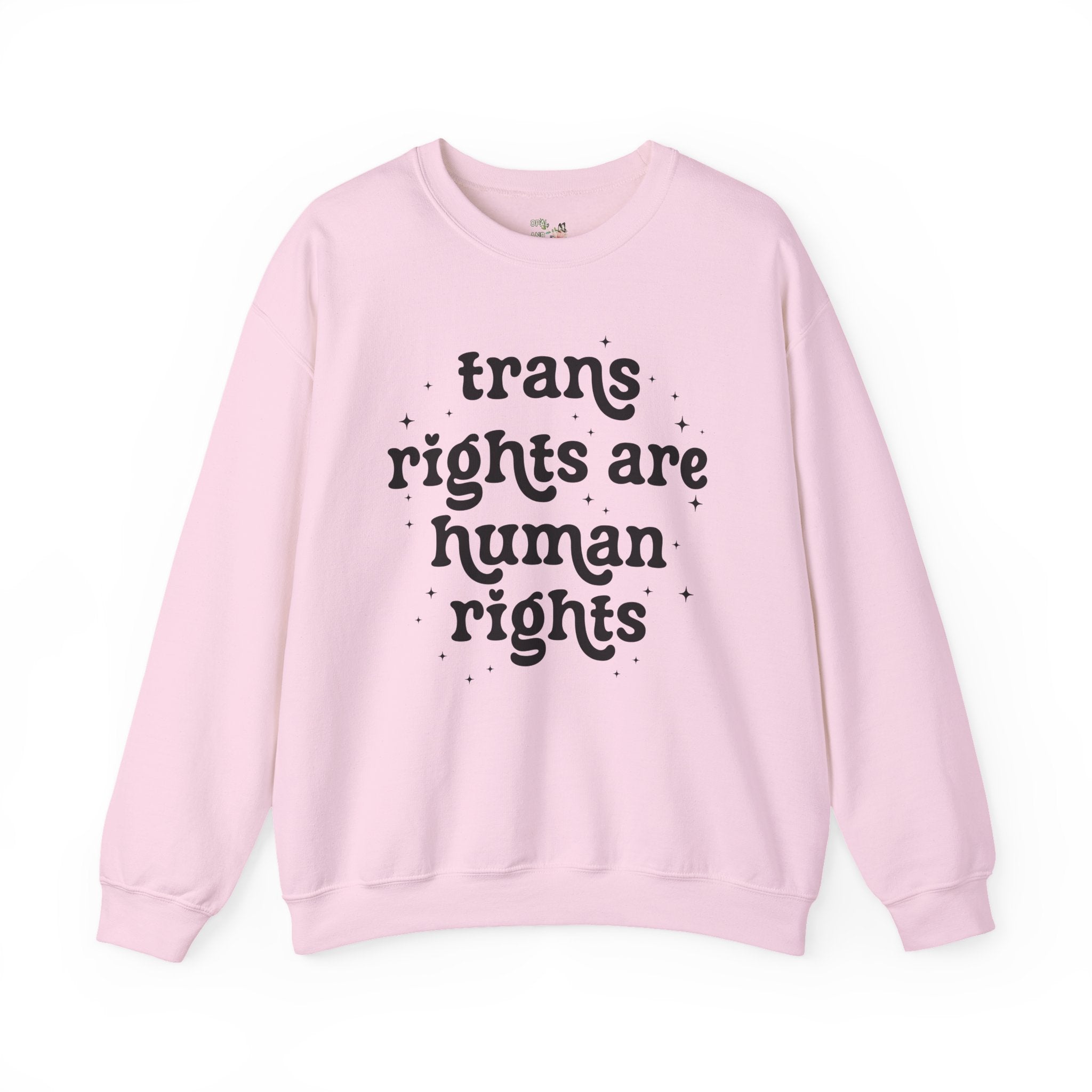 Trans Rights are Human Rights Sweatshirt with Stars, Equal Rights LGBTQ+ Crewneck, Social Justice Activism Shirt, Pride Month Trans Ally Tee - Opal and June