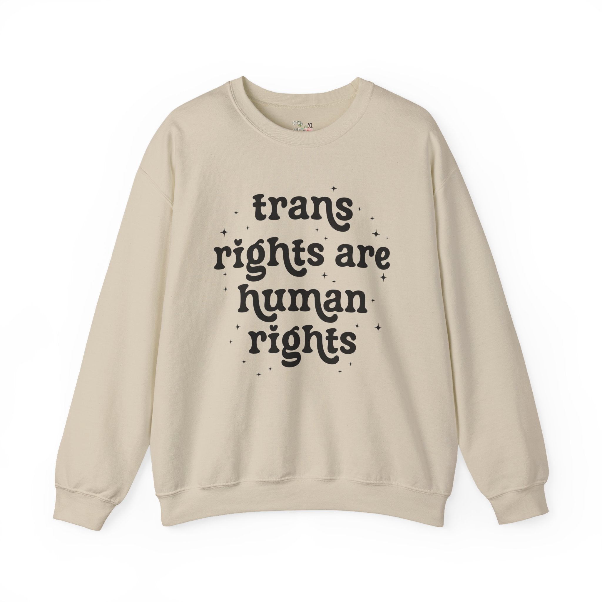 Trans Rights are Human Rights Sweatshirt with Stars, Equal Rights LGBTQ+ Crewneck, Social Justice Activism Shirt, Pride Month Trans Ally Tee - Opal and June