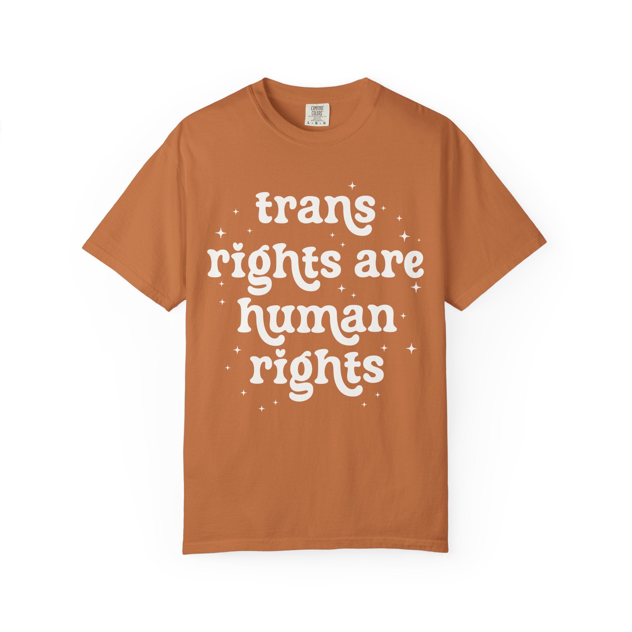 Trans Rights are Human Rights Tee Shirt with Stars, Equal Rights LGBTQ+ T-Shirt, Social Justice Activism Tee, Pride Month Trans Ally Tee - Opal and June