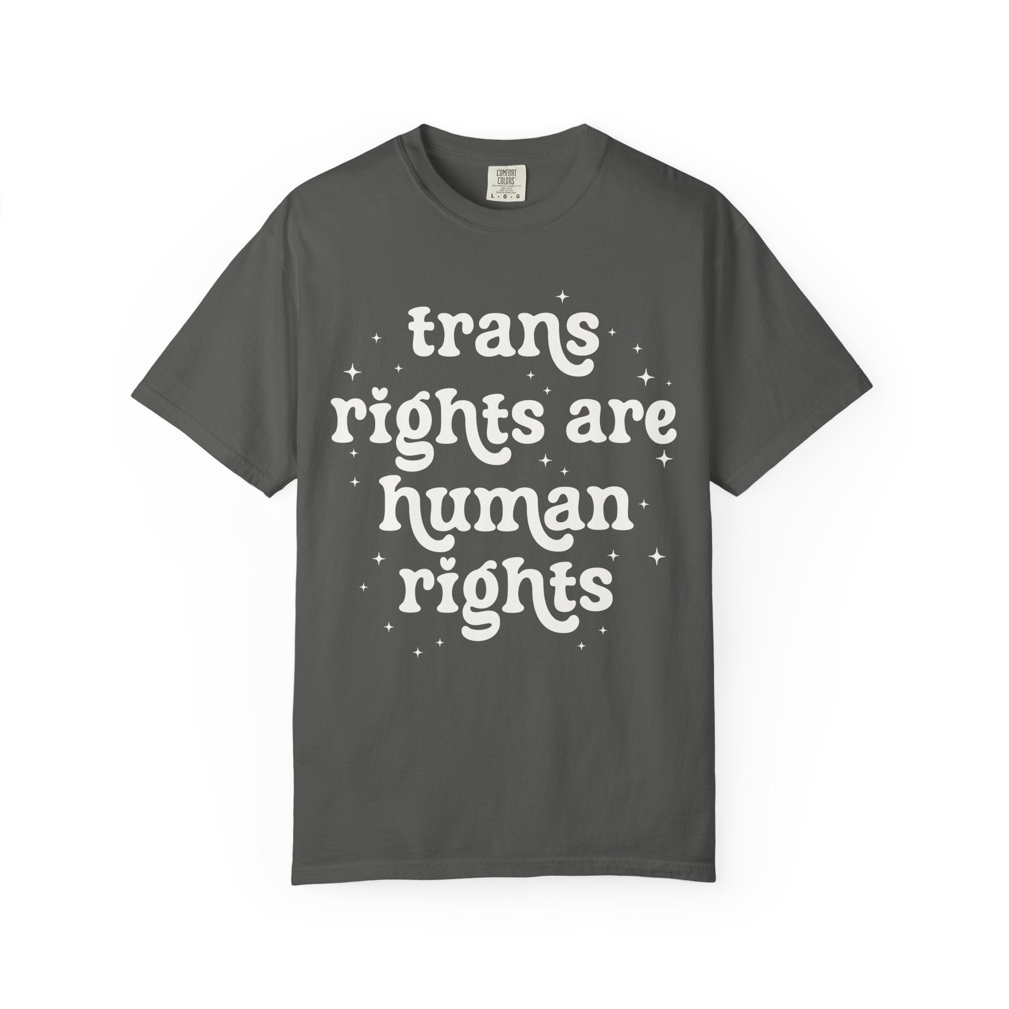 Trans Rights are Human Rights Tee Shirt with Stars, Equal Rights LGBTQ+ T-Shirt, Social Justice Activism Tee, Pride Month Trans Ally Tee - Opal and June