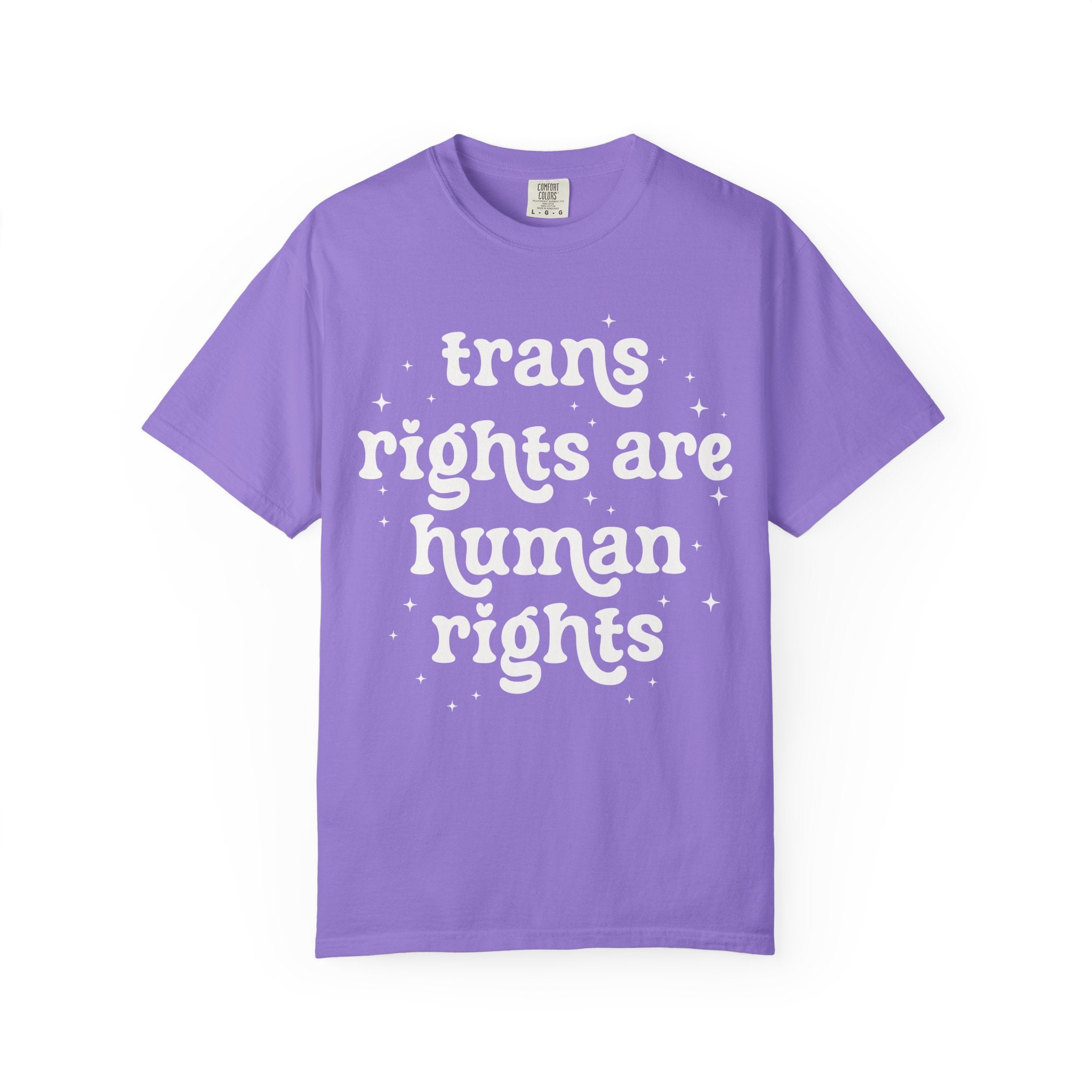 Trans Rights are Human Rights Tee Shirt with Stars, Equal Rights LGBTQ+ T-Shirt, Social Justice Activism Tee, Pride Month Trans Ally Tee - Opal and June