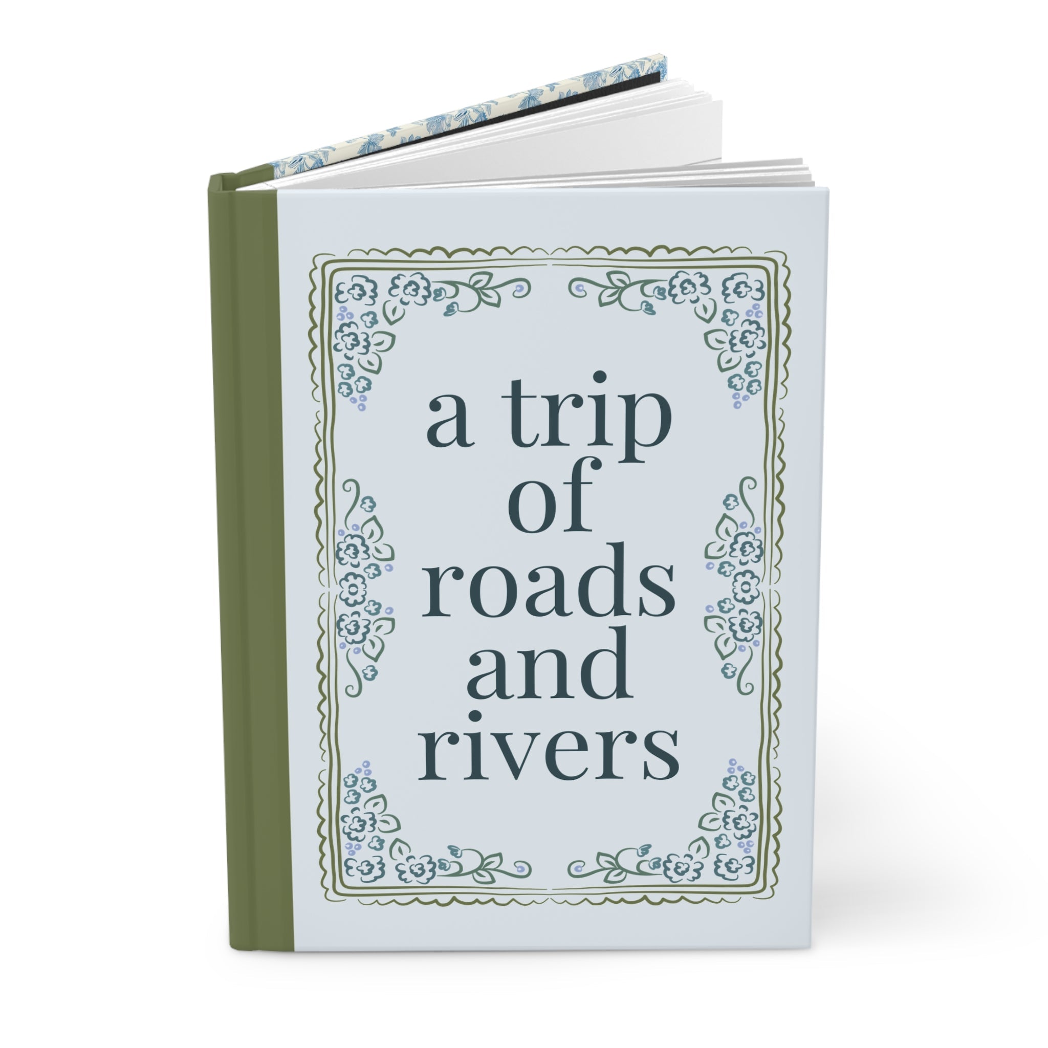 Travel Notebook for Bookworm who Loves Fantasy Romance Books or Romantasy Novels, Cute Floral Toile Journal for Friend, Daughter who Travels - Opal and June