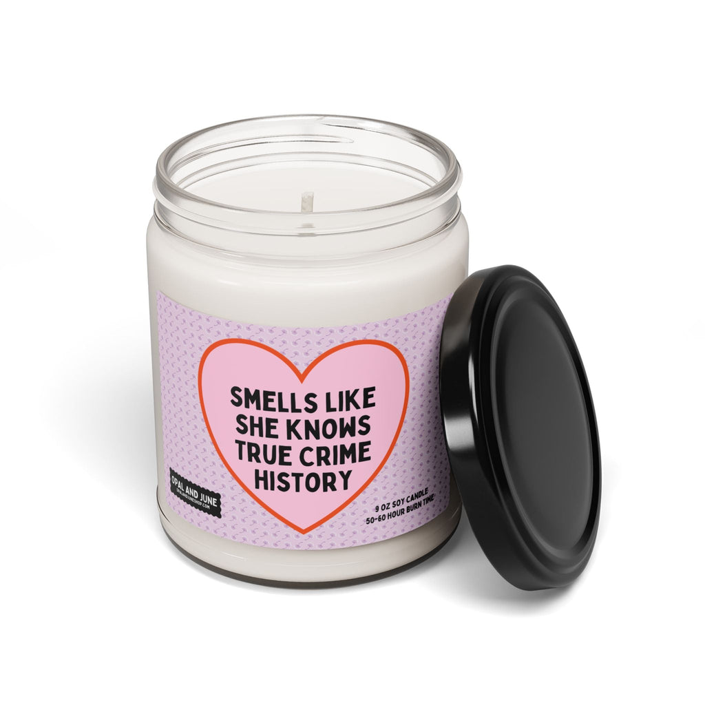 True Crime History Candle for History Buff Who Loves Spooky History: Smells Like She Knows True Crime History, 9 Oz Candle, Social Studies - Opal and June