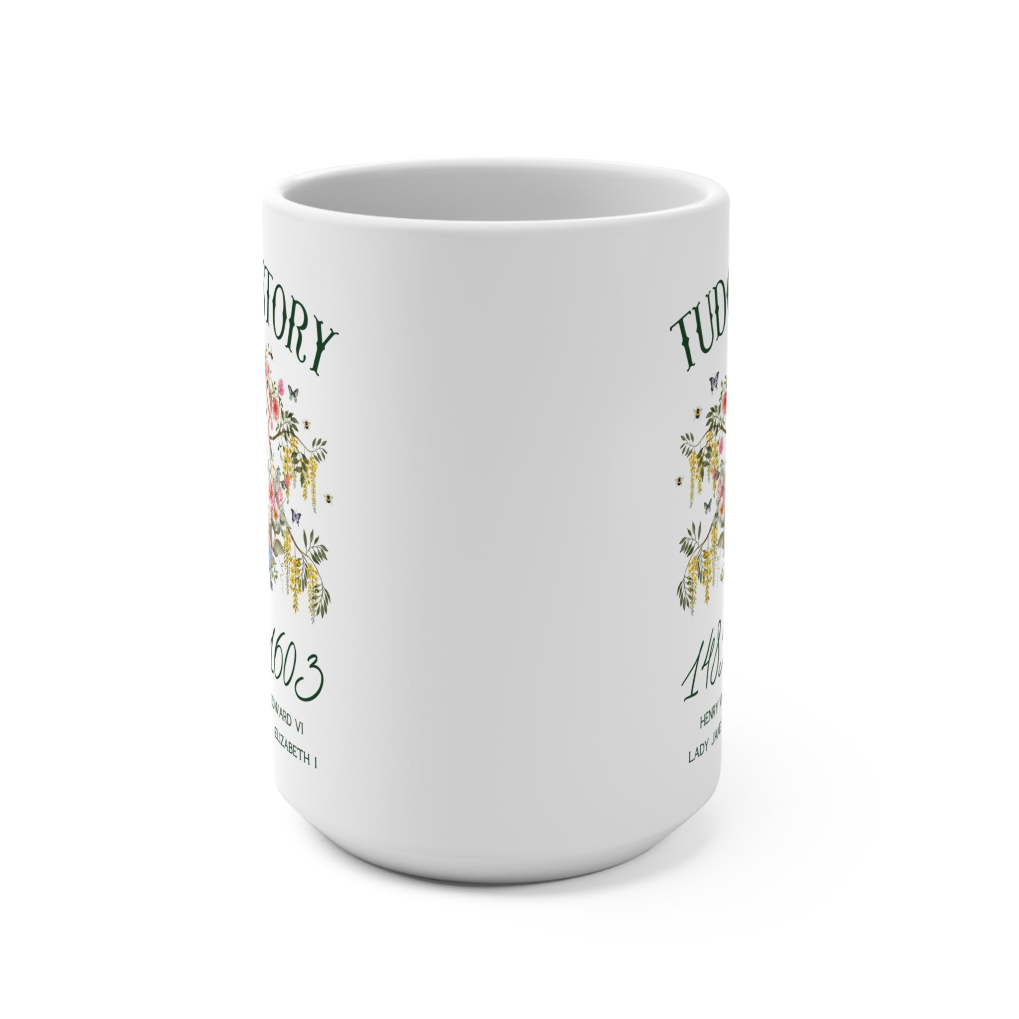 Tudor History Coffee Mug, Historian or History Buff Who Loves English History, Floral Whimsigoth History Gift, Henry VIII, Queen Elizabeth I - Opal and June