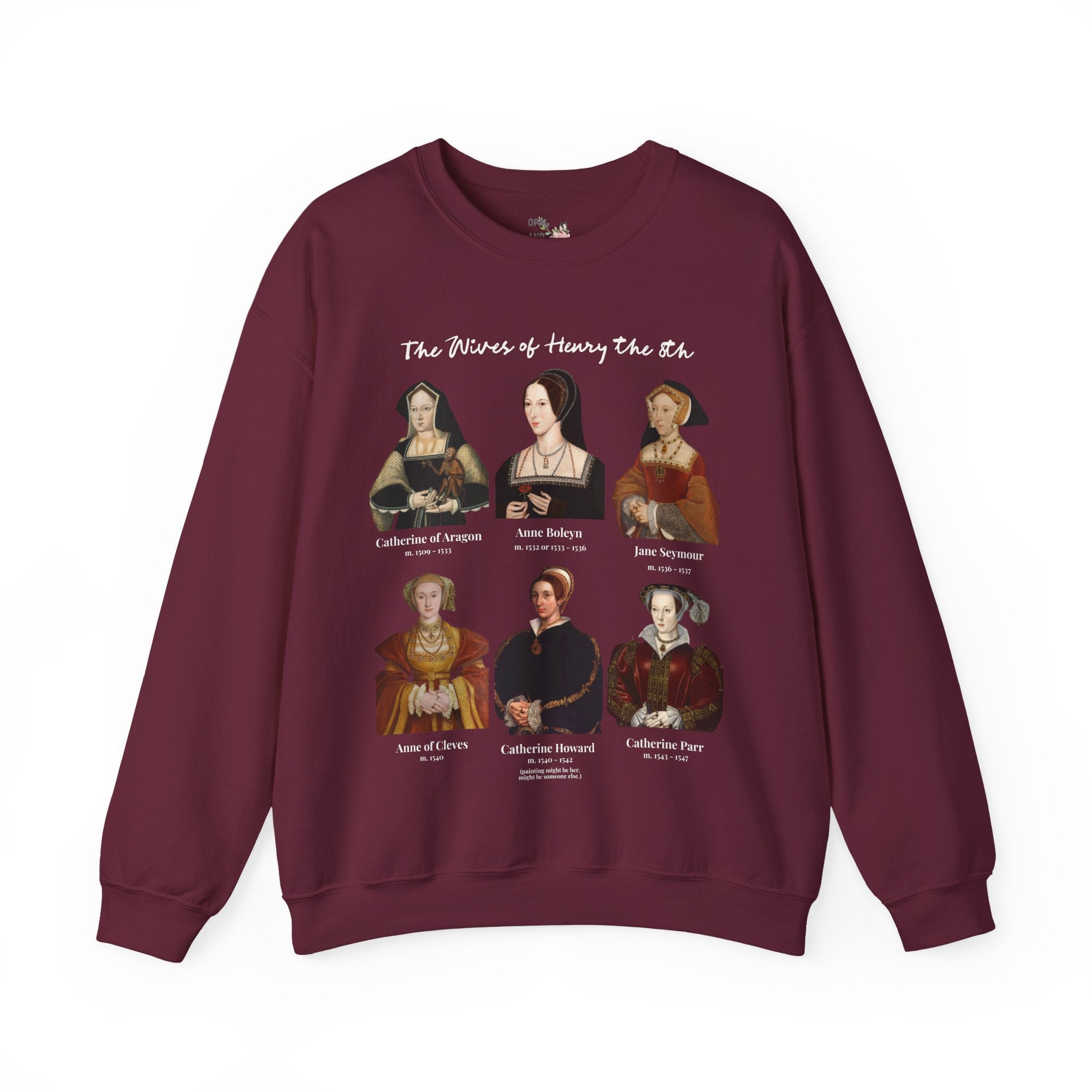 Tudor History Sweatshirt: Henry the 8th's Wives, Maximalist Art History Crewneck, Medieval Royal History, English History, Anne Boleyn Shirt - Opal and June