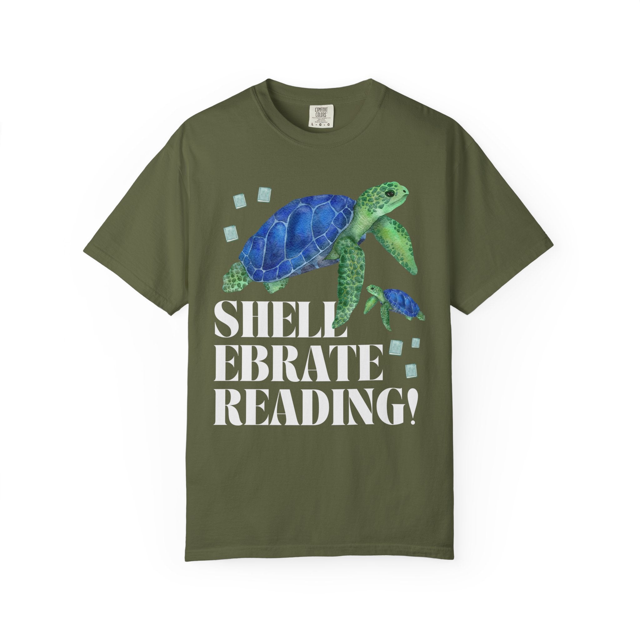 Turtle Reading Teacher Tee Shirt for Elementary School Librarian or Second Grade Teacher: Shellebrate Reading! | Cute Animal Lover Bookish T - Opal and June