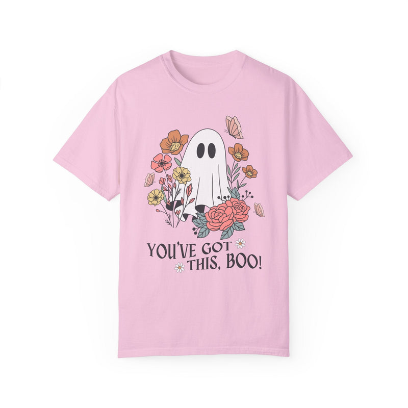 Uplifting Halloween Tee Shirt with Groovy Positive Affirmation and Floral Ghost: You've Got This, Boo! | Sweet Whimsigoth T-Shirt for Fall - Opal and June