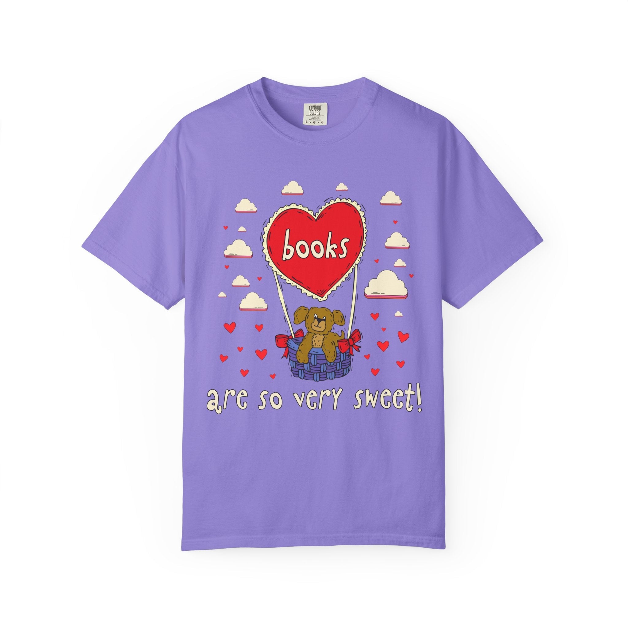 Valentines Day School Librarian Tee Shirt for Animal Lover: Books Are So Very Sweet! | Cute Dreamcore Puppy T-Shirt, 90s Throwback Tee - Opal and June