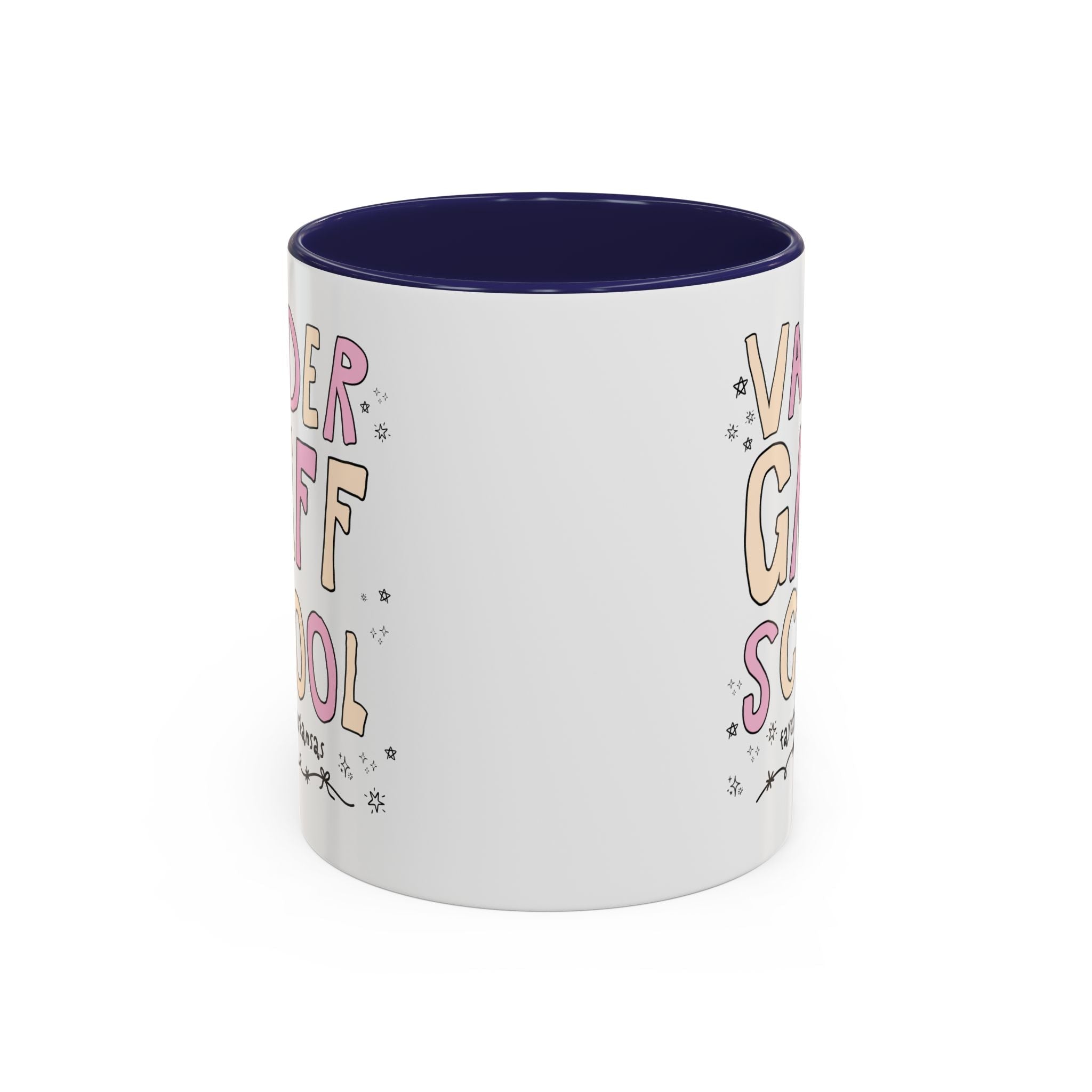 Vandergriff Elementary School 11 Oz Coffee Mug: Pink and Beige | FPS + Opal and June Coffee Mug, Fayetteville Public Schools - Opal and June