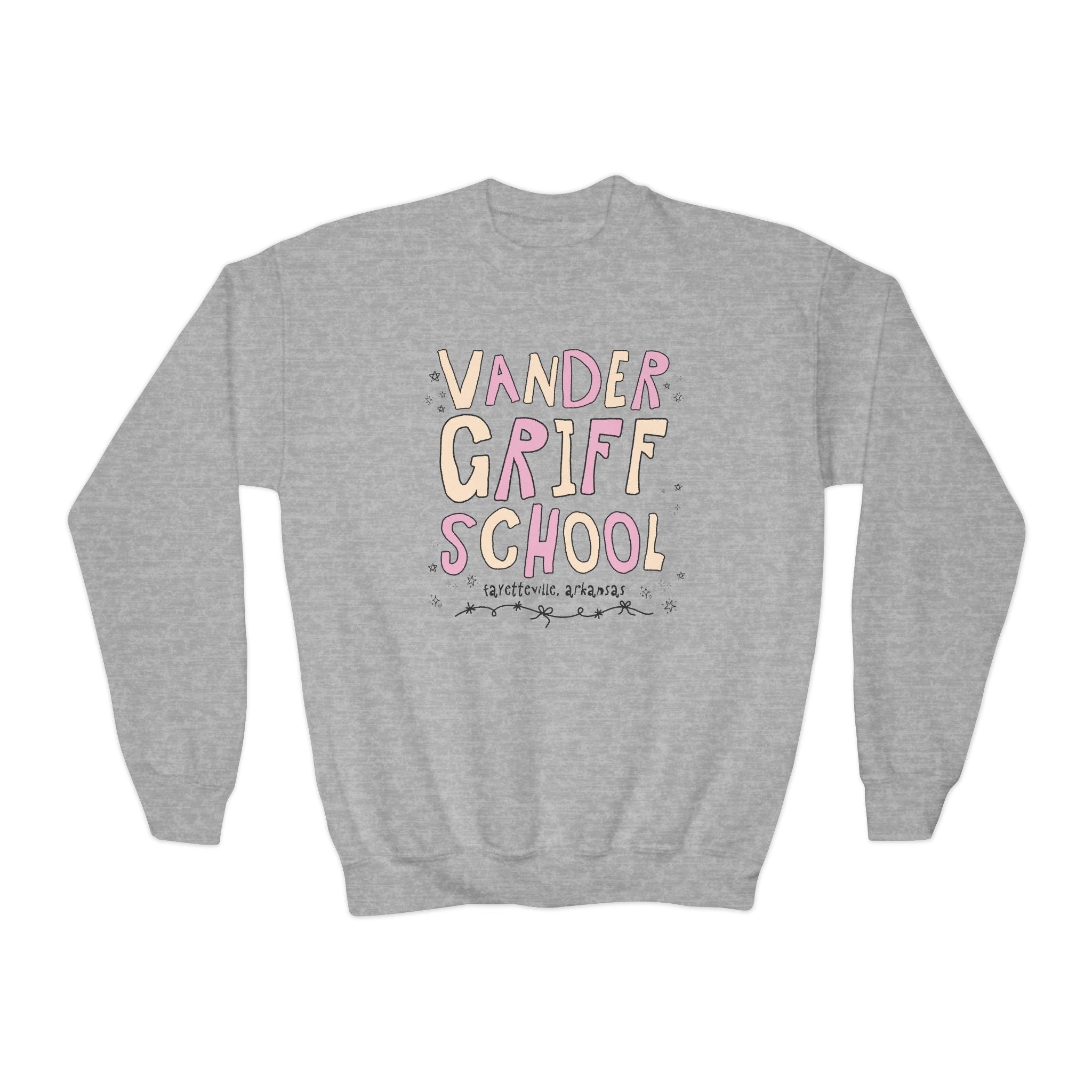 Vandergriff Elementary School Kids Sweatshirt: Pink and Beige | FPS + Opal and June Kids Sweatshirt, Fayetteville Public Schools - Opal and June