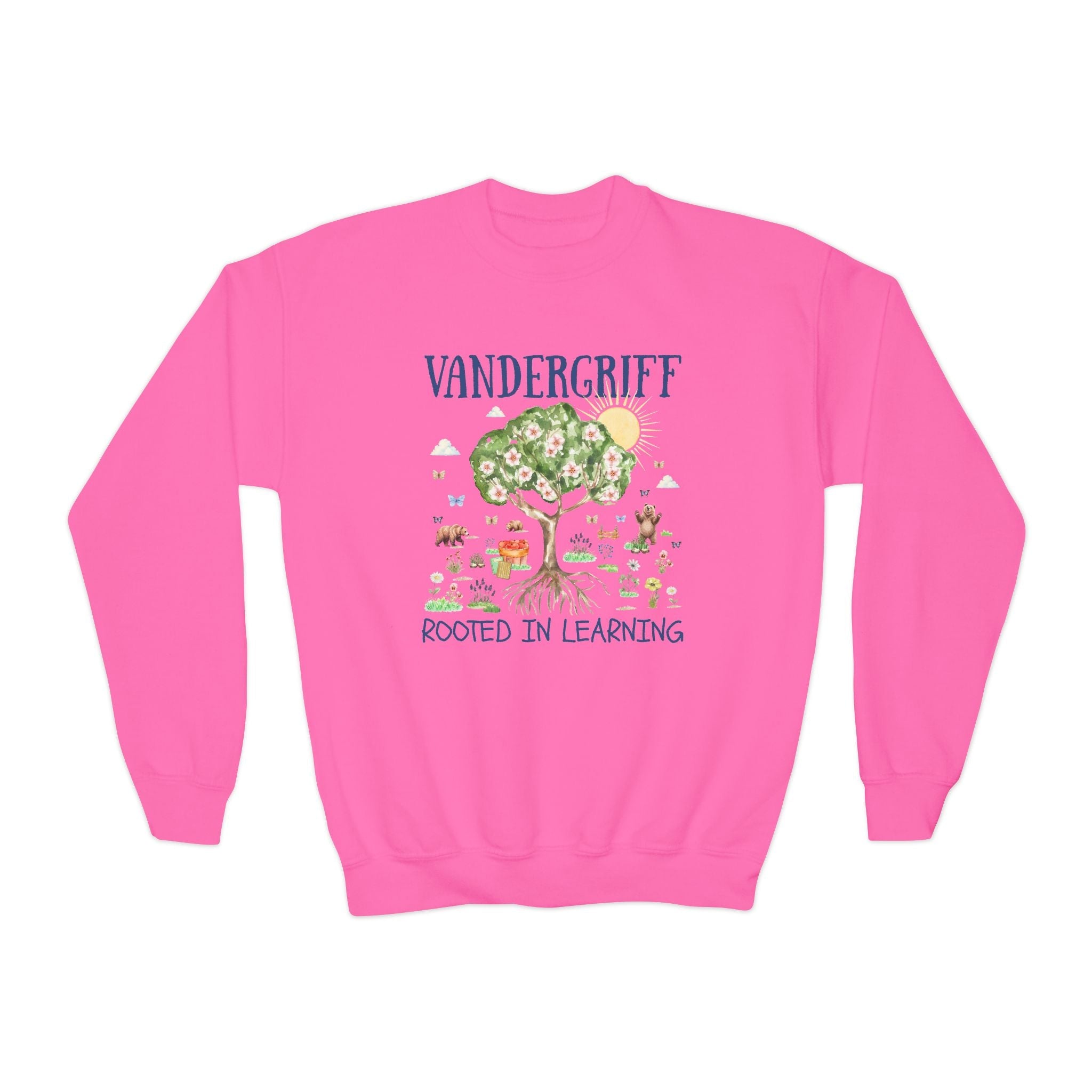 Vandergriff Elementary School Kids Sweatshirt: Rooted in Learning | FPS + Opal and June Kids Sweatshirt, Fayetteville Public Schools - Opal and June