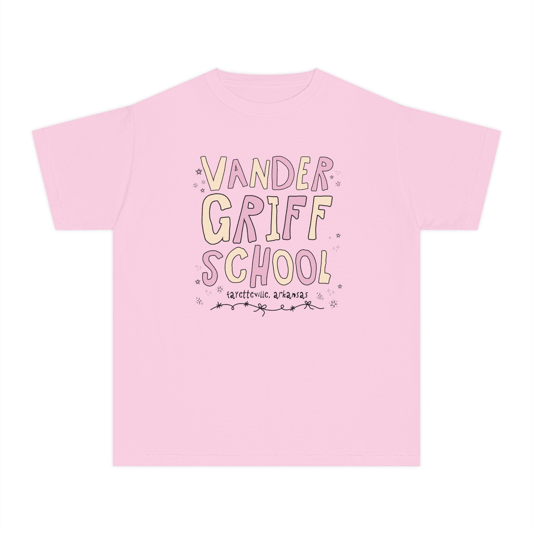 Vandergriff Elementary School Kids Tee Shirt: Pink and Beige | FPS + Opal and June Kids Tee Shirt, Fayetteville Public Schools - Opal and June