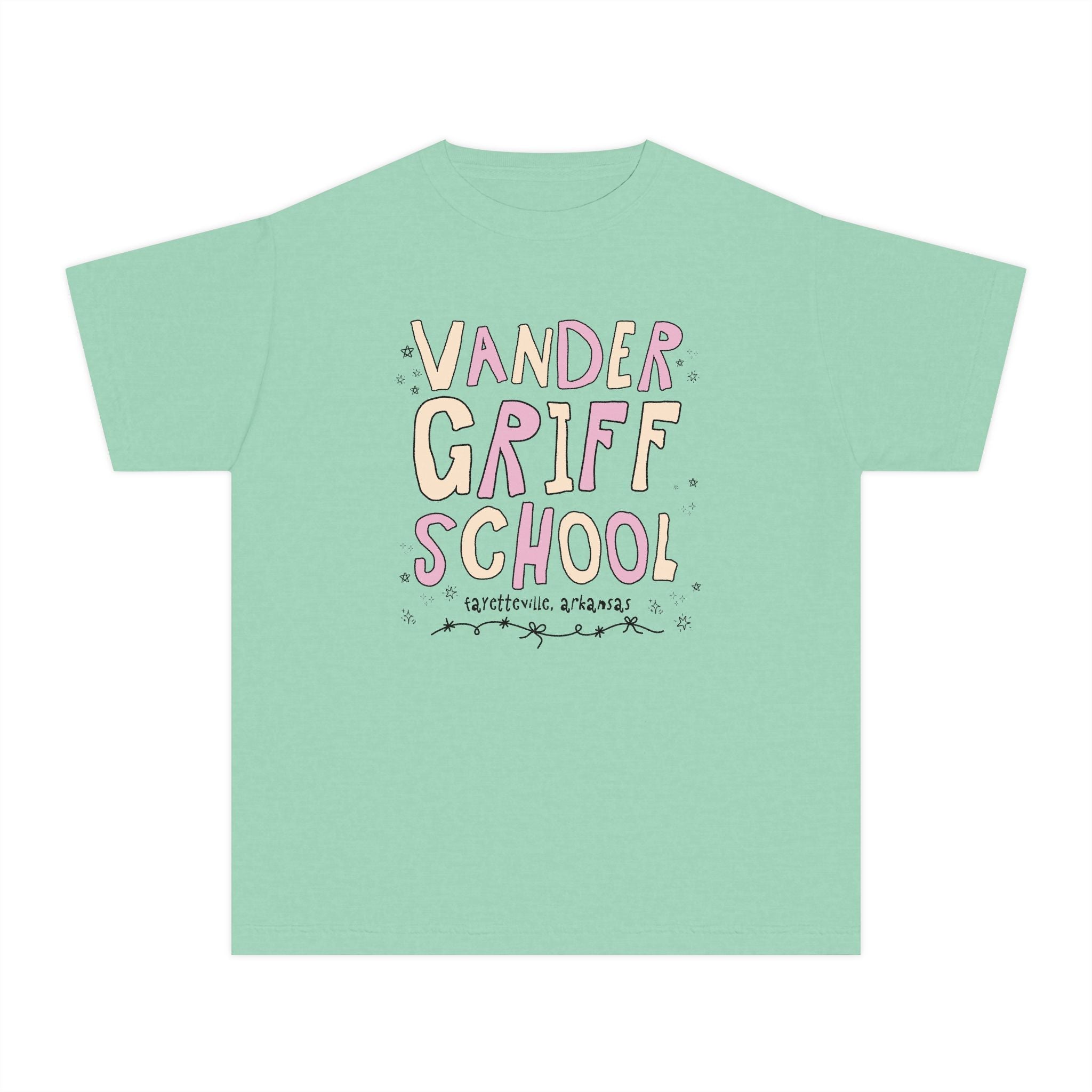 Vandergriff Elementary School Kids Tee Shirt: Pink and Beige | FPS + Opal and June Kids Tee Shirt, Fayetteville Public Schools - Opal and June