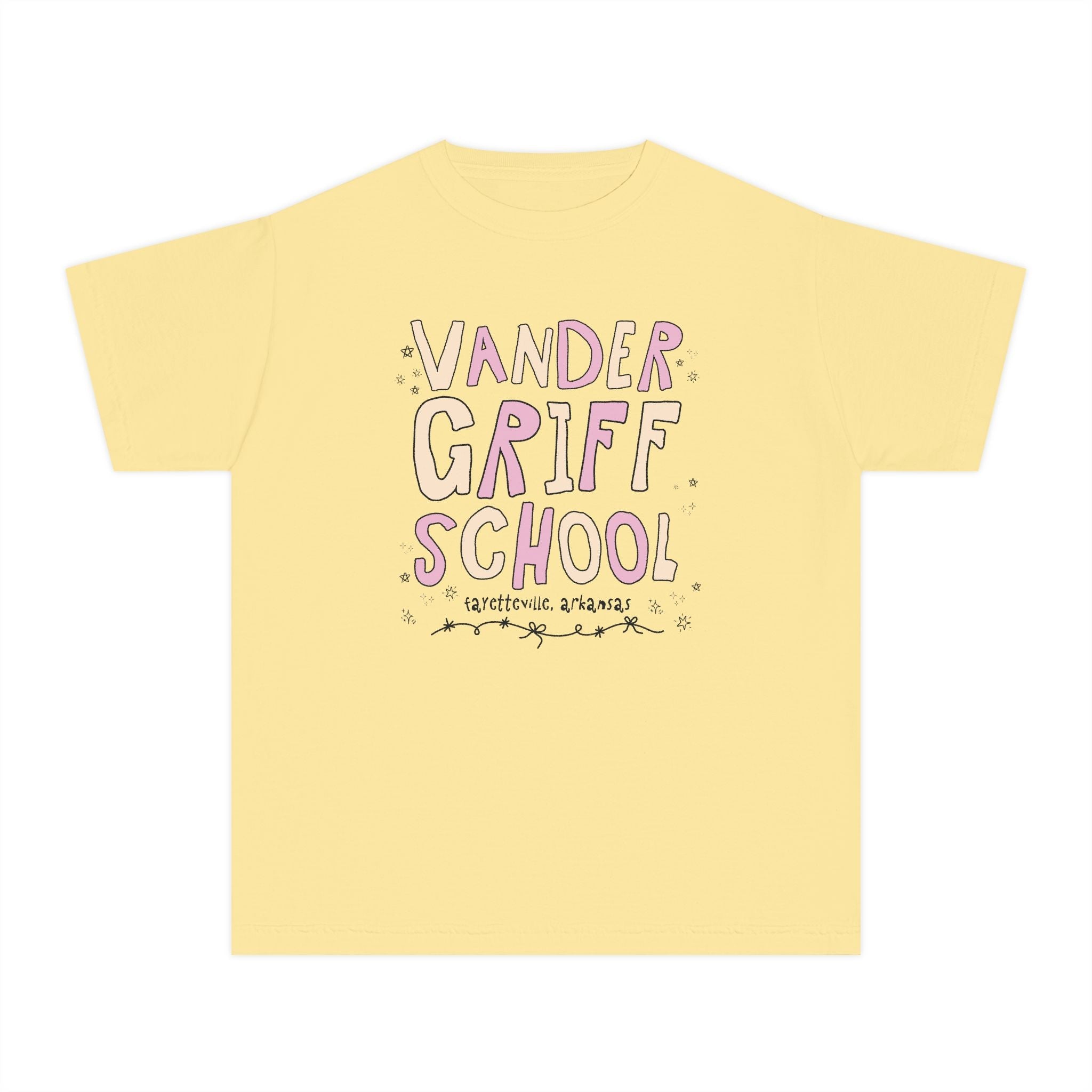 Vandergriff Elementary School Kids Tee Shirt: Pink and Beige | FPS + Opal and June Kids Tee Shirt, Fayetteville Public Schools - Opal and June