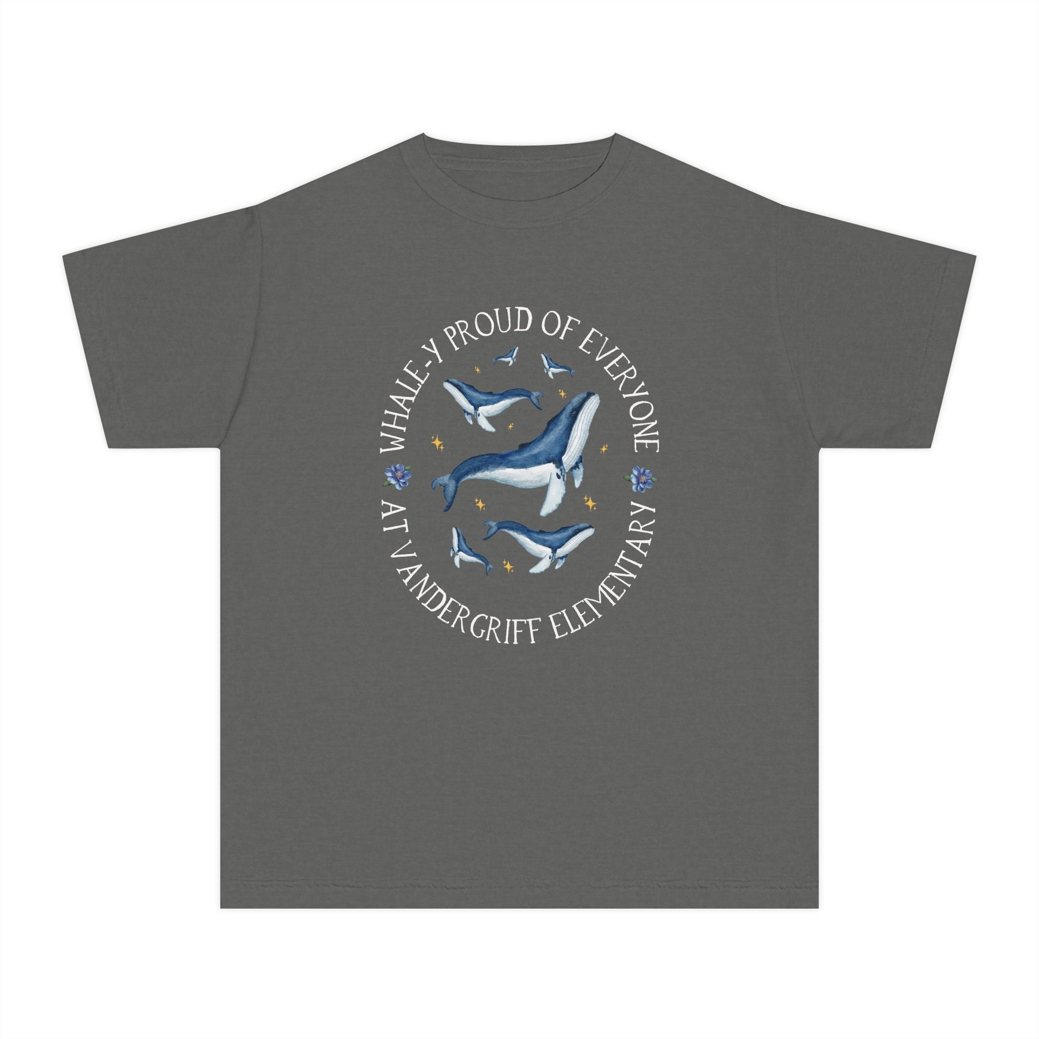 Vandergriff Elementary School Kids Tee Shirt: Whale - y Proud | FPS + Opal and June Kids Tee Shirt, Fayetteville Public Schools - Opal and June