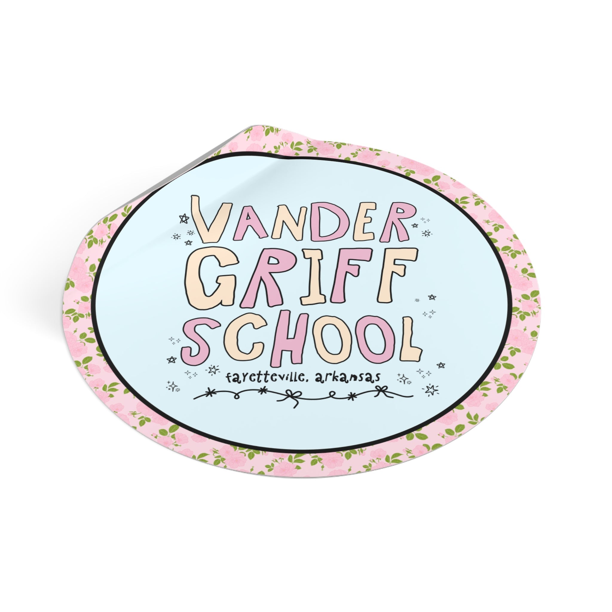 Vandergriff Elementary School Sticker: Pink and Beige | FPS + Opal and June Sticker, Fayetteville Public Schools - Opal and June