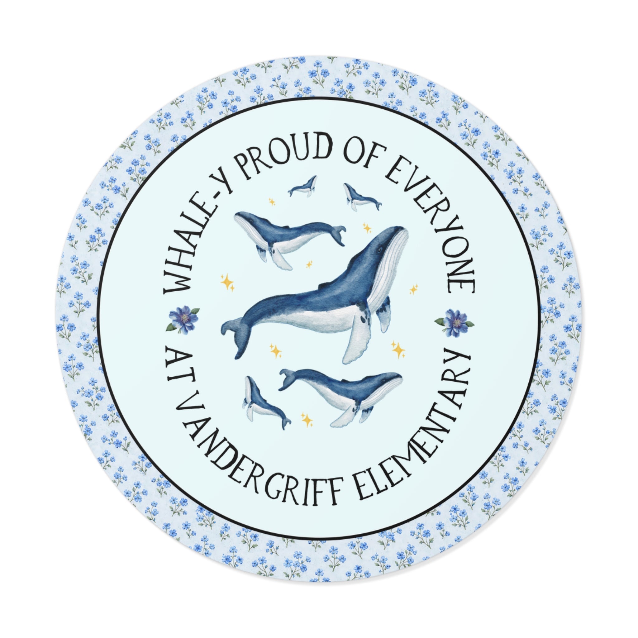 Vandergriff Elementary School Sticker: Whale - y Proud | FPS + Opal and June Sticker, Fayetteville Public Schools - Opal and June