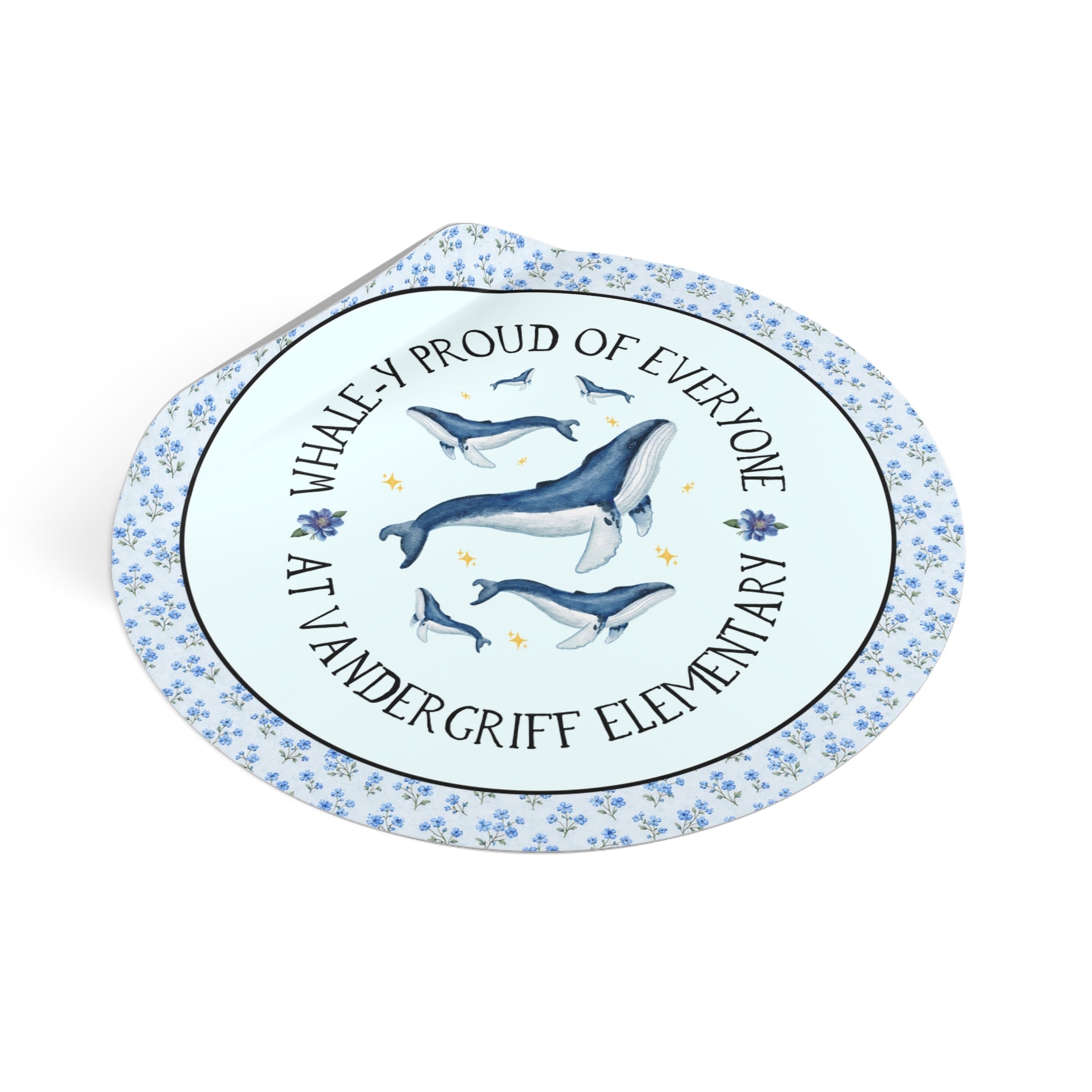 Vandergriff Elementary School Sticker: Whale - y Proud | FPS + Opal and June Sticker, Fayetteville Public Schools - Opal and June