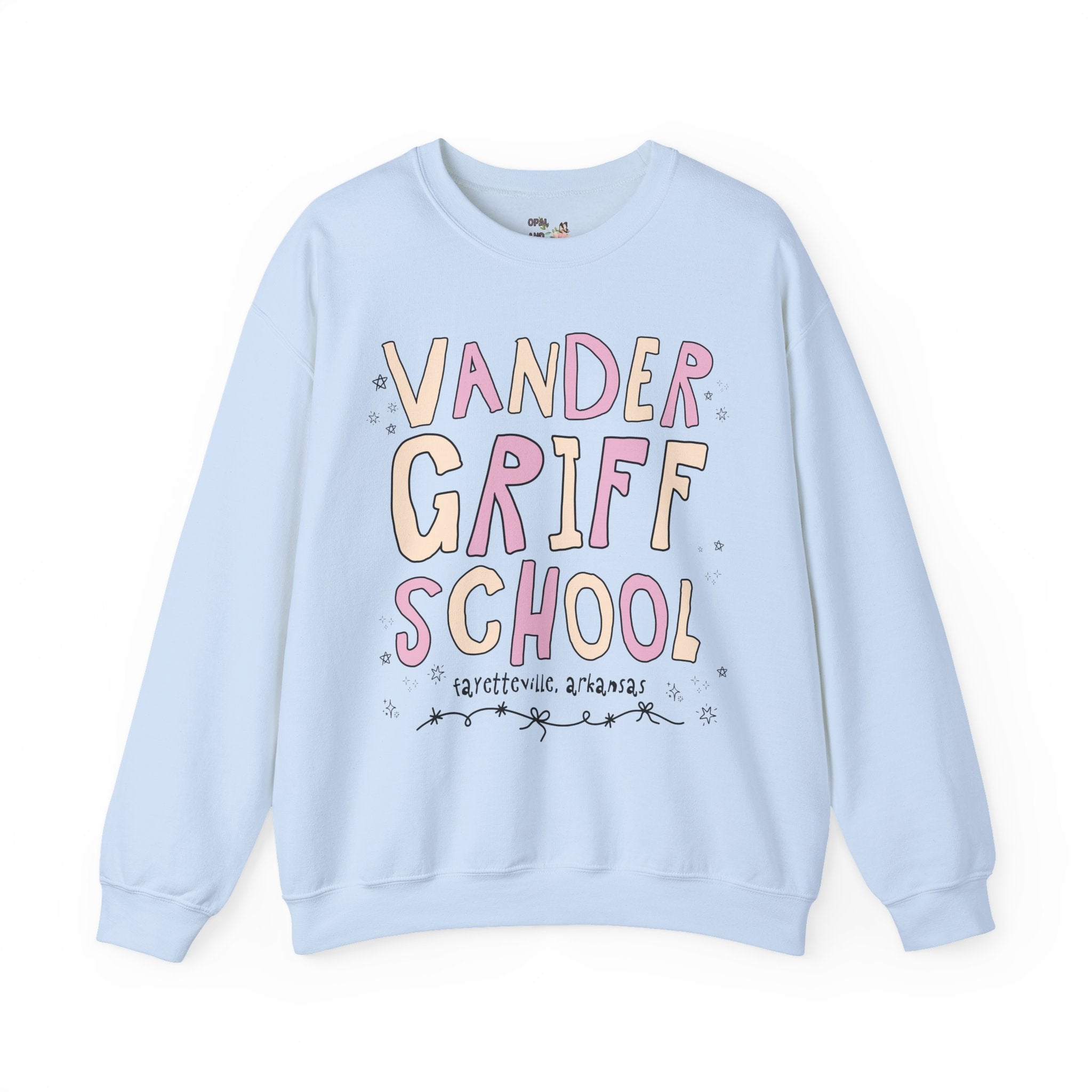 Vandergriff Elementary School Sweatshirt: Pink and Beige | FPS + Opal and June Sweatshirt, Fayetteville Public Schools - Opal and June