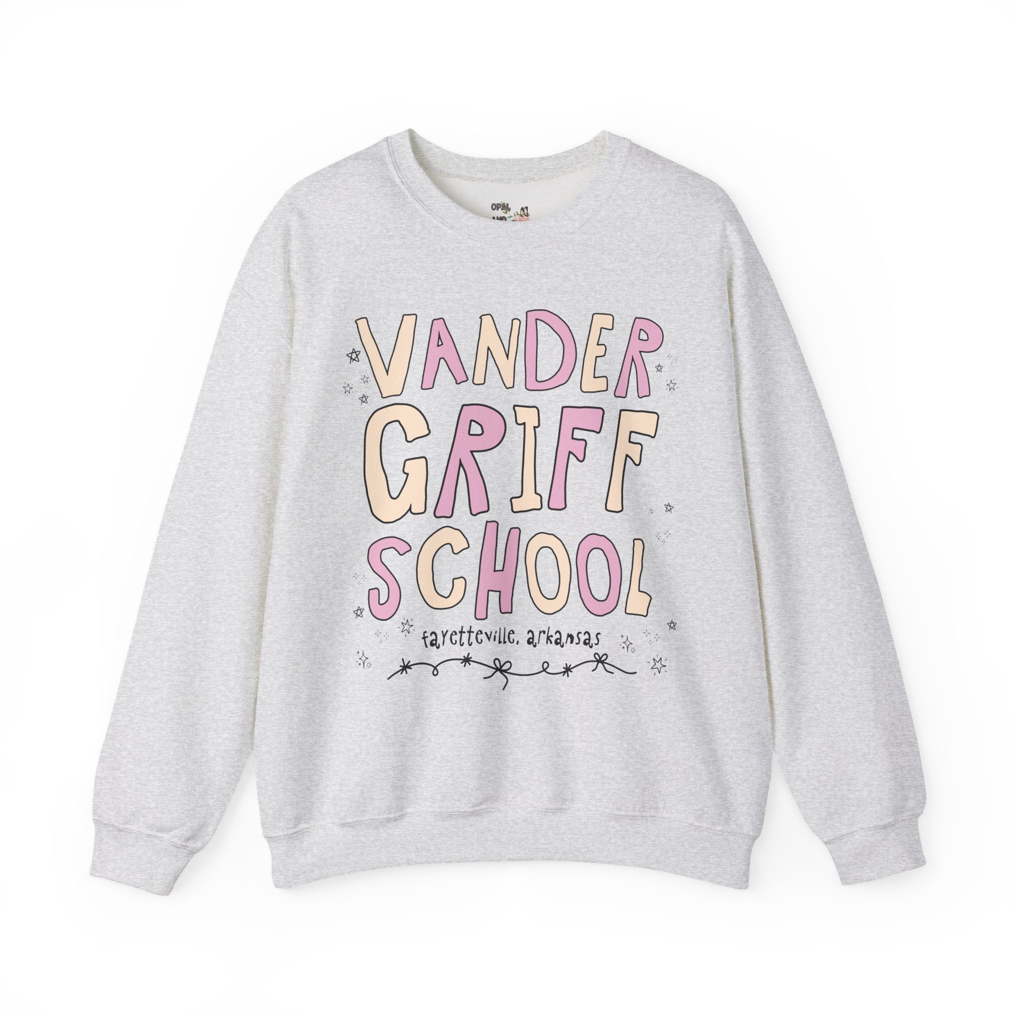 Vandergriff Elementary School Sweatshirt: Pink and Beige | FPS + Opal and June Sweatshirt, Fayetteville Public Schools - Opal and June