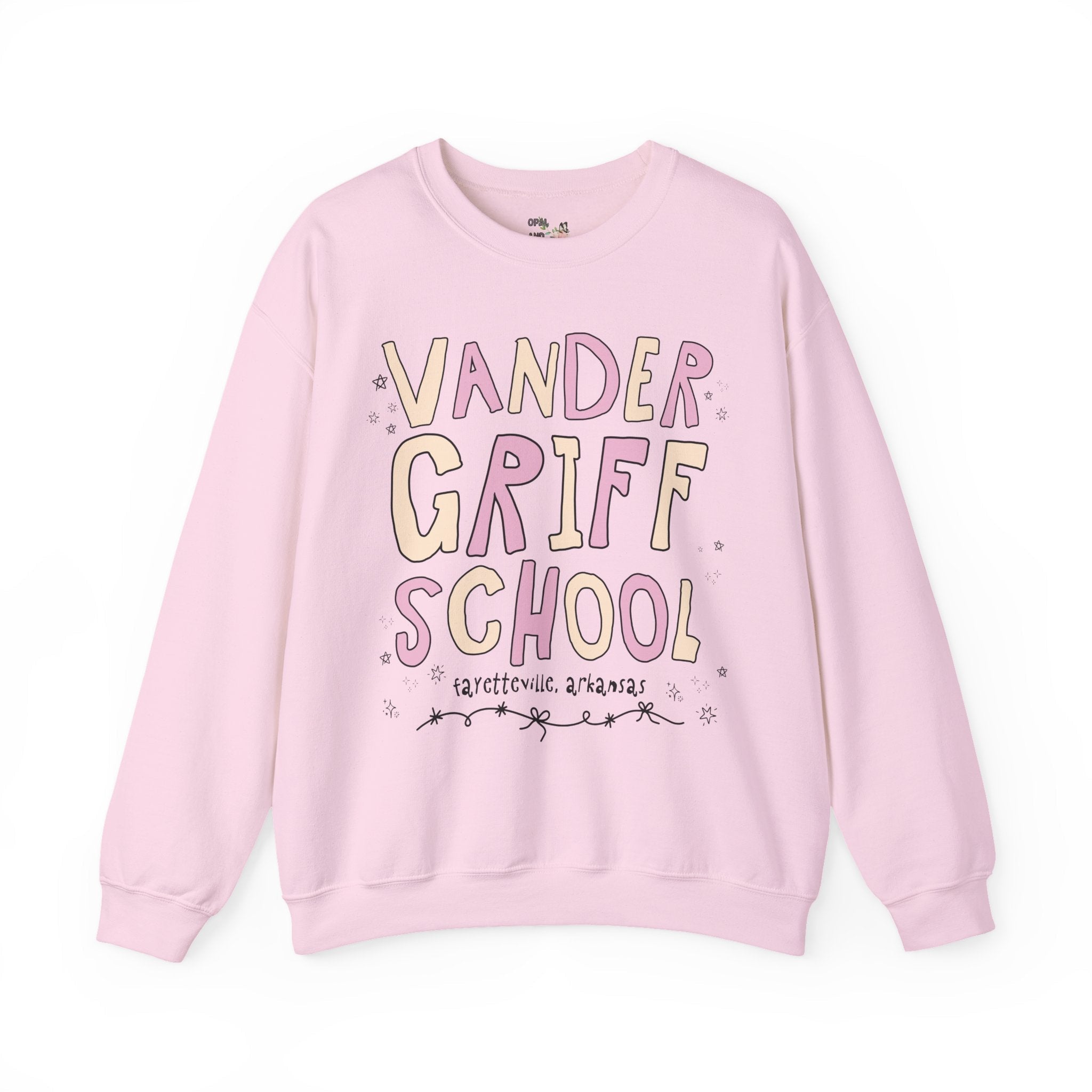 Vandergriff Elementary School Sweatshirt: Pink and Beige | FPS + Opal and June Sweatshirt, Fayetteville Public Schools - Opal and June