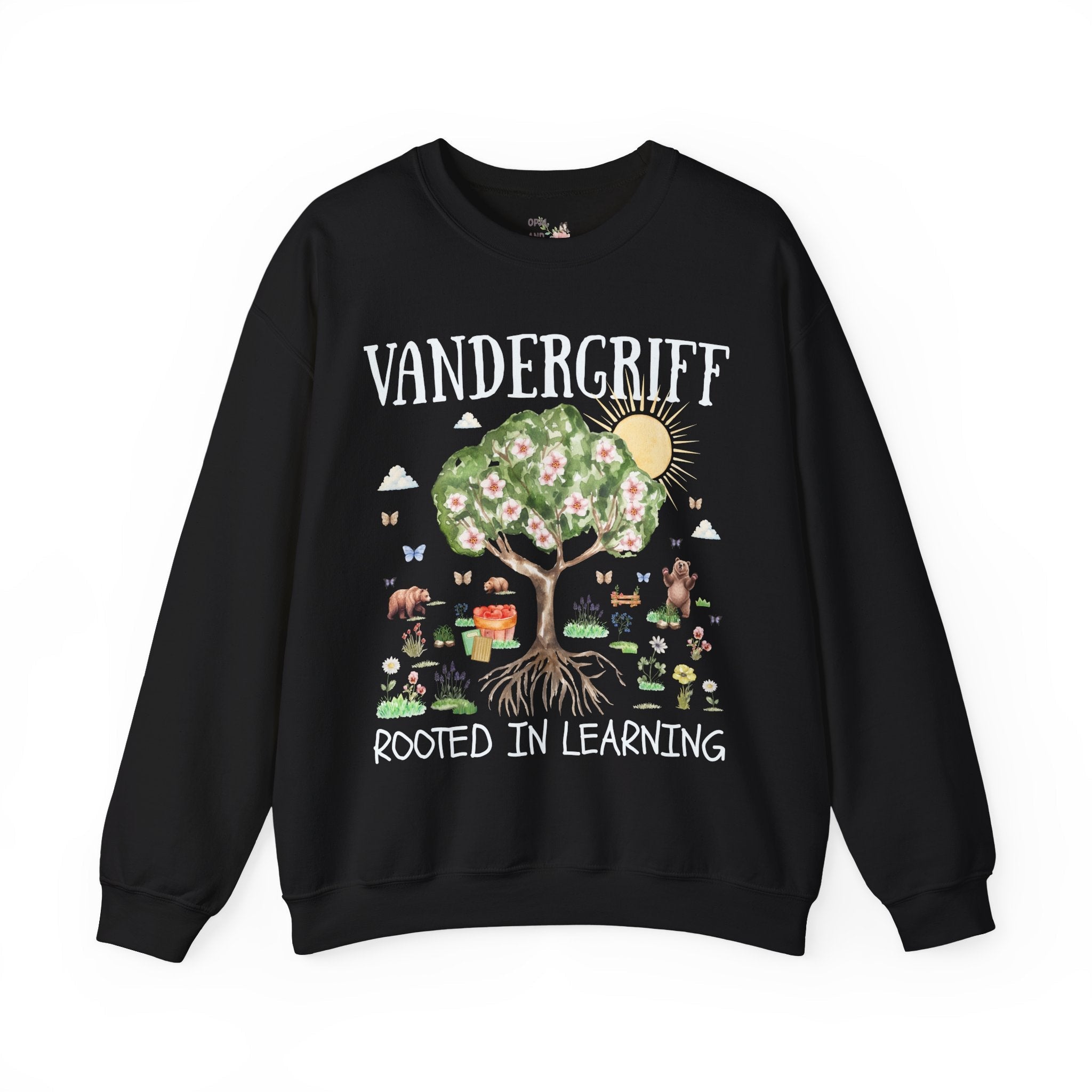 Vandergriff Elementary School Sweatshirt: Rooted in Learning | FPS + Opal and June Sweatshirt, Fayetteville Public Schools - Opal and June