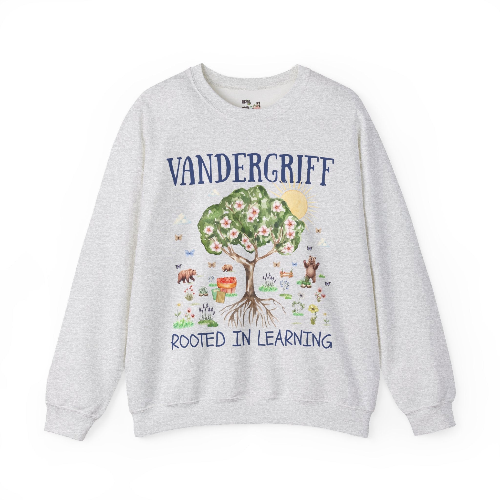 Vandergriff Elementary School Sweatshirt: Rooted in Learning | FPS + Opal and June Sweatshirt, Fayetteville Public Schools - Opal and June