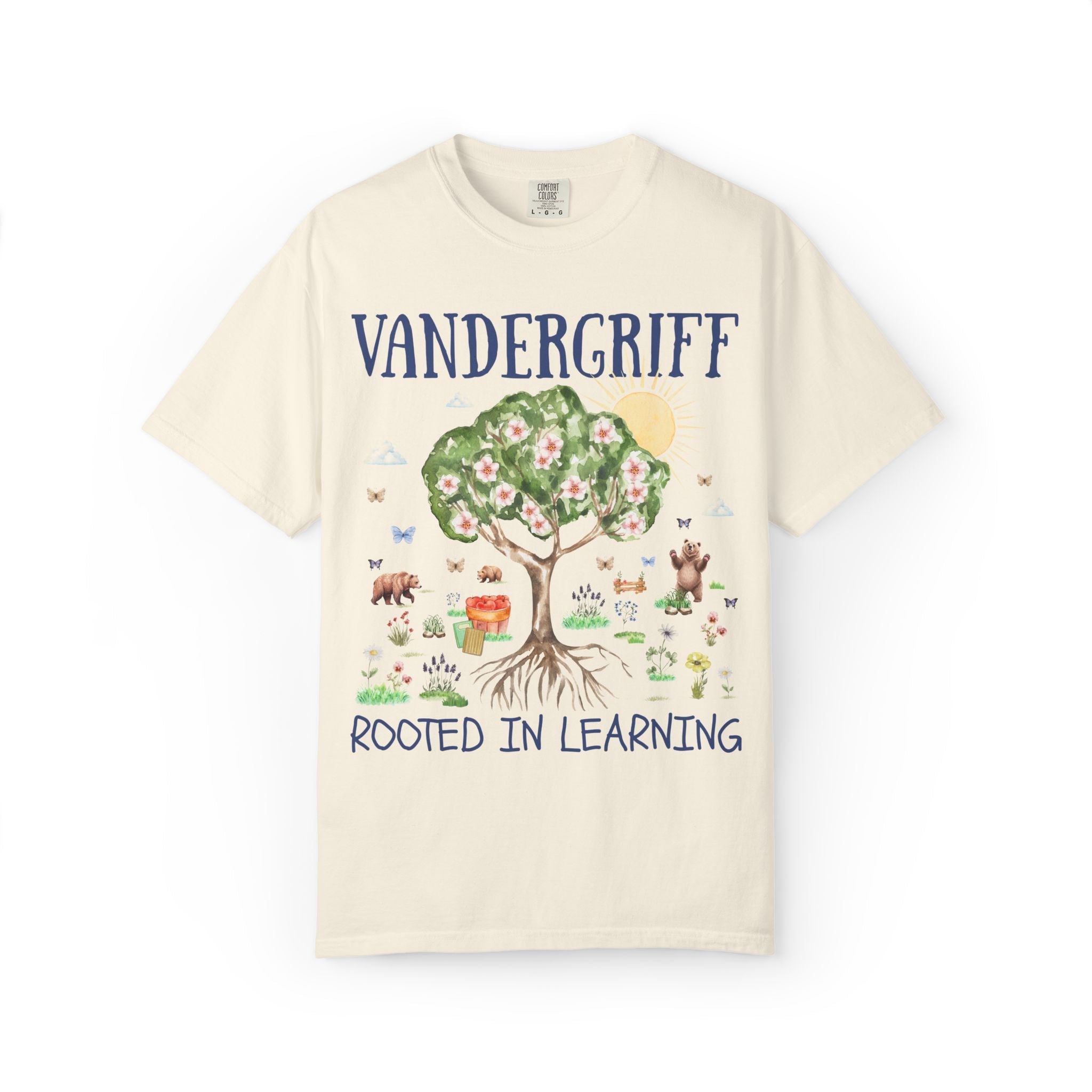 Vandergriff Elementary School Tee Shirt: Rooted in Learning | FPS + Opal and June Tee Shirt, Fayetteville Public Schools - Opal and June