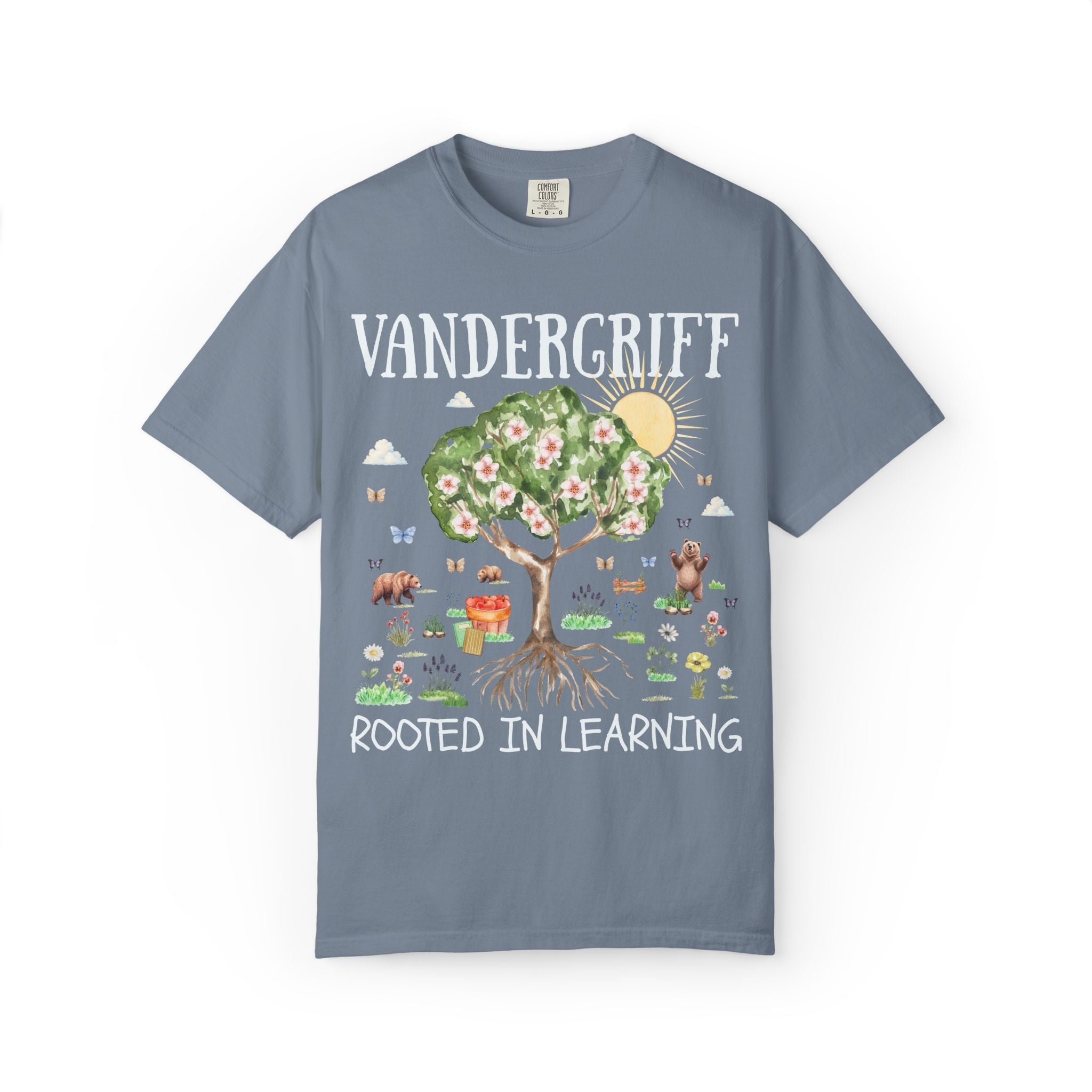 Vandergriff Elementary School Tee Shirt: Rooted in Learning | FPS + Opal and June Tee Shirt, Fayetteville Public Schools - Opal and June