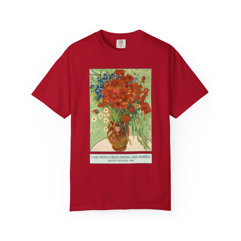 Vase with Cornflowers and Poppies by Vincent Van Gogh, Famous Painting, 19th Century Post Impressionist Artist, Floral Art History Lover Tee - Opal and June