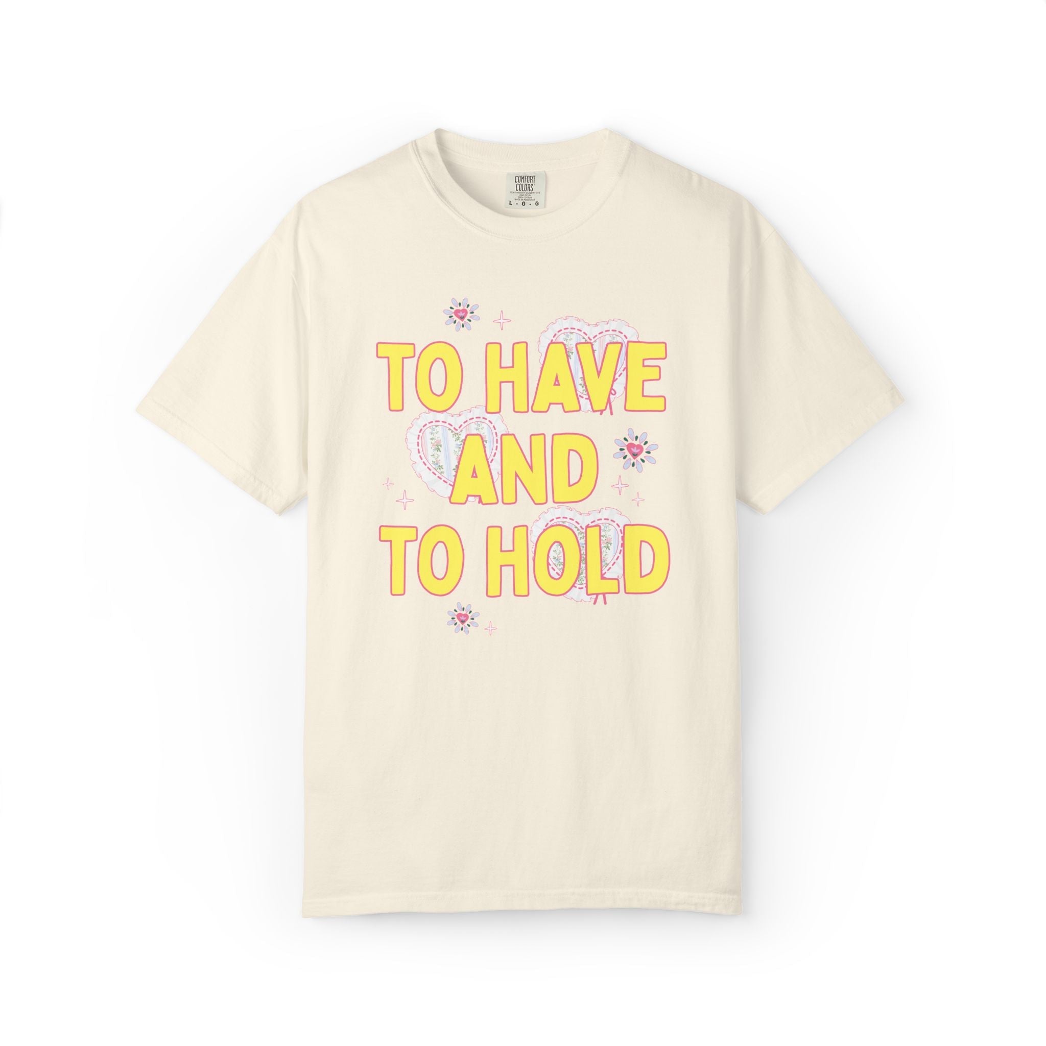 Vintage Aesthetic Bride and Matching Bachelorette Tee Shirts with Hearts: To Have and To Hold, To Stand and To Cheer, Funny Soft Girl Style - Opal and June