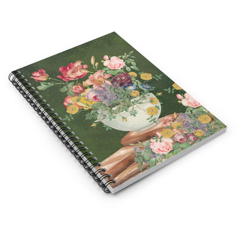 Vintage Botanical Flower Collage Notebook with Mystical Stars: Cottagecore Notebook for School or Work - Opal and June