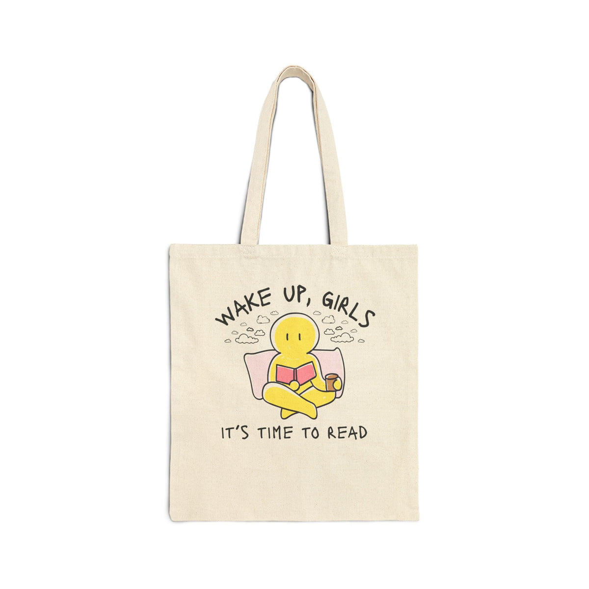 Wake Up Girls It's Time to Read: Funny Nostalgic Reading Bookworm Tote Bag for Romance Reader or Spicy Book Lover - Opal and June