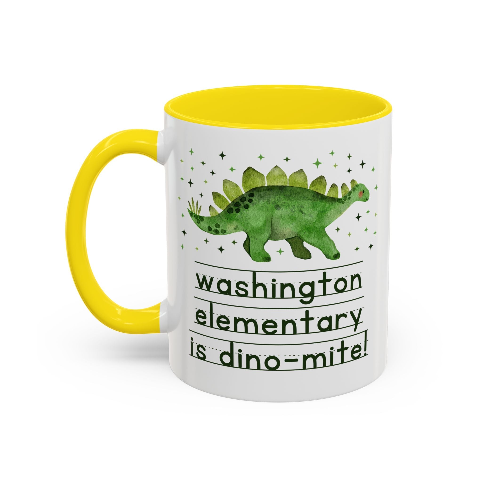 Washington Elementary is Dino - mite! | FPS + Opal and June 11 Oz Coffee Mug, Fayetteville Public Schools - Opal and June