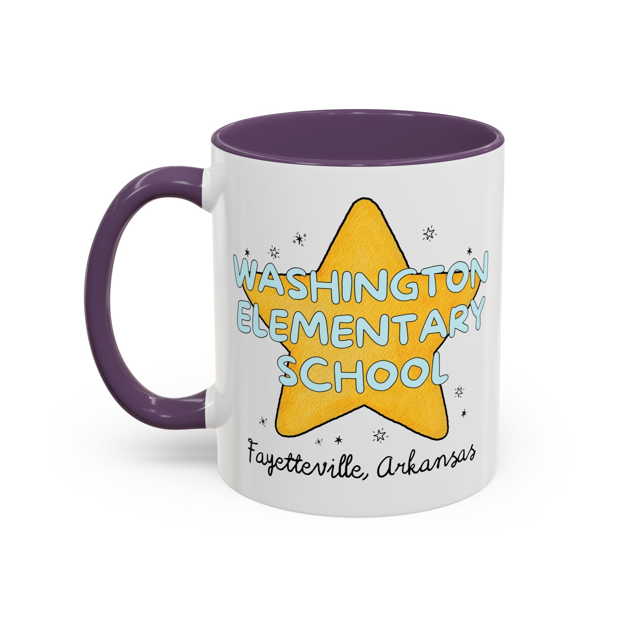 Washington Elementary School 11 Oz Coffee Mug: Retro Star | FPS + Opal and June Coffee Mug, Fayetteville Public Schools - Opal and June