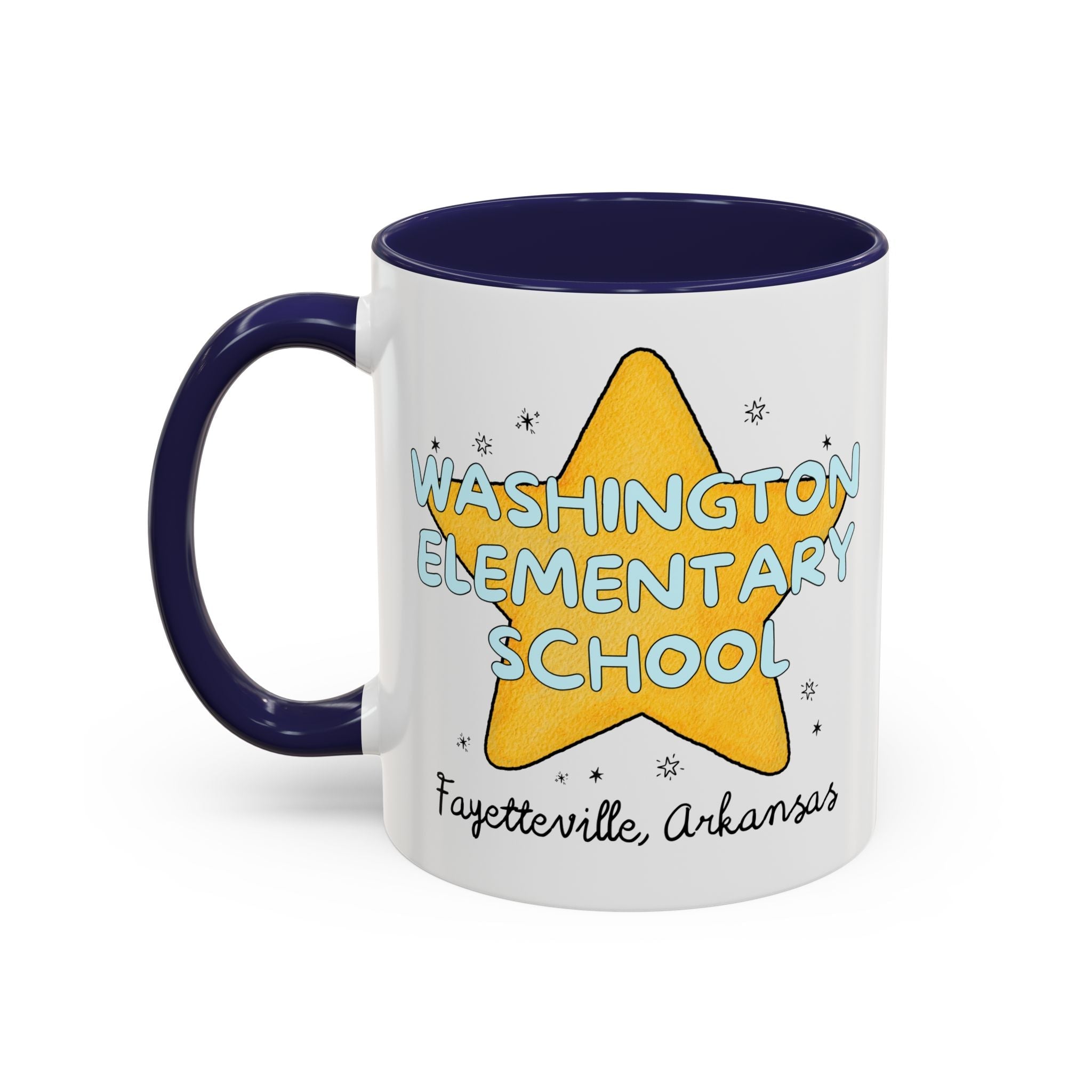 Washington Elementary School 11 Oz Coffee Mug: Retro Star | FPS + Opal and June Coffee Mug, Fayetteville Public Schools - Opal and June